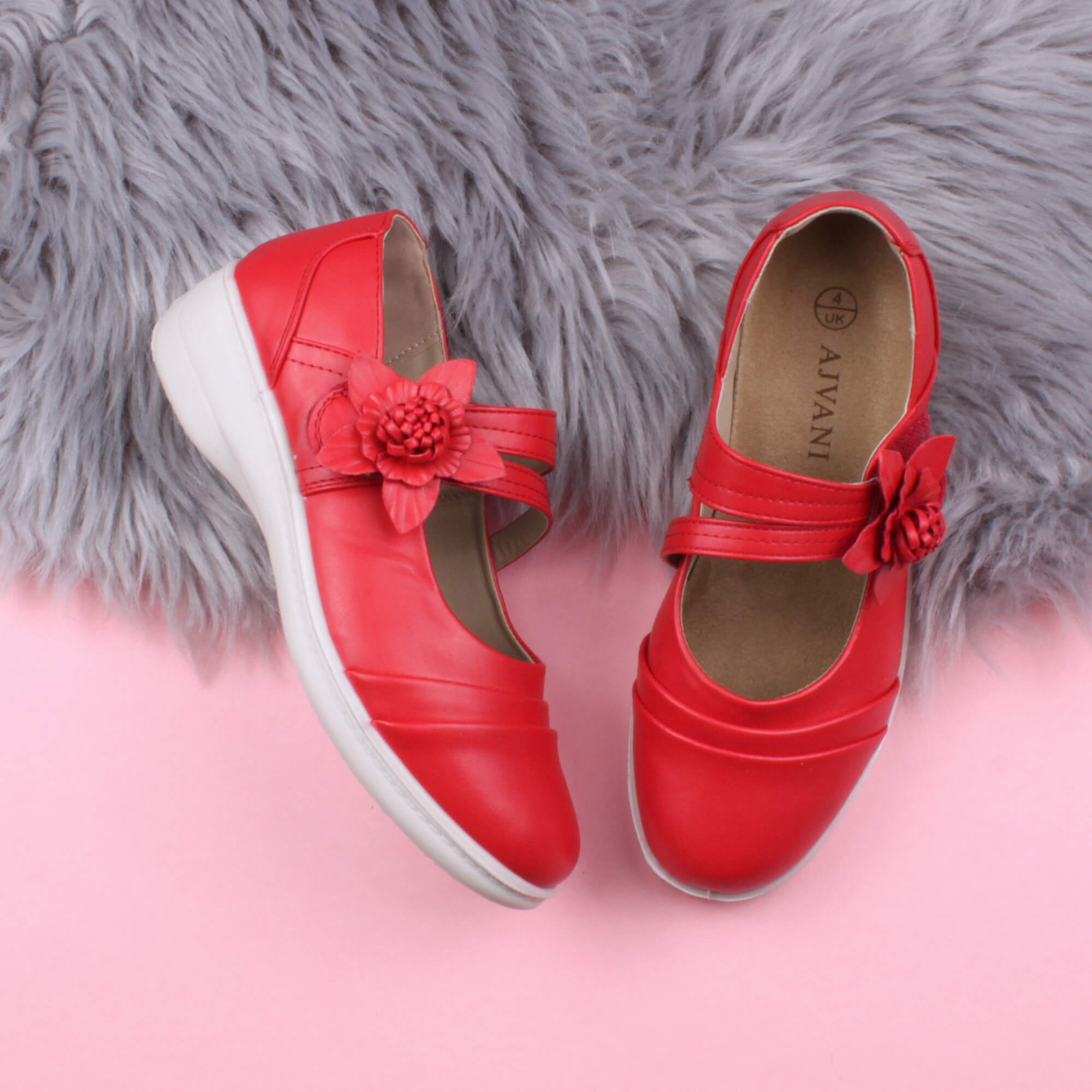 Red Flat Comfort Mary Jane Shoes, Image 4 of 6