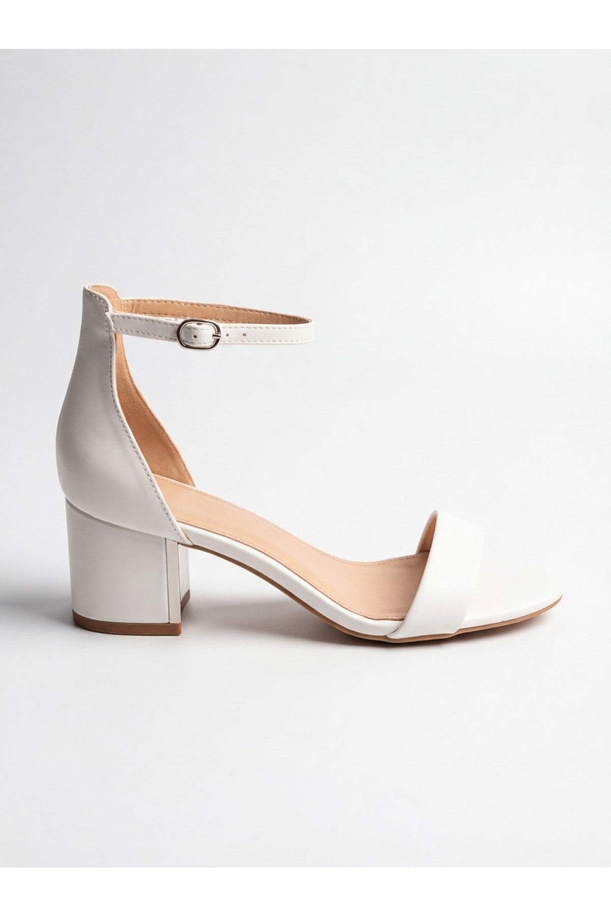 White Zara Womens Ankle Strap Block Heel Sandals, Image 6 of 8
