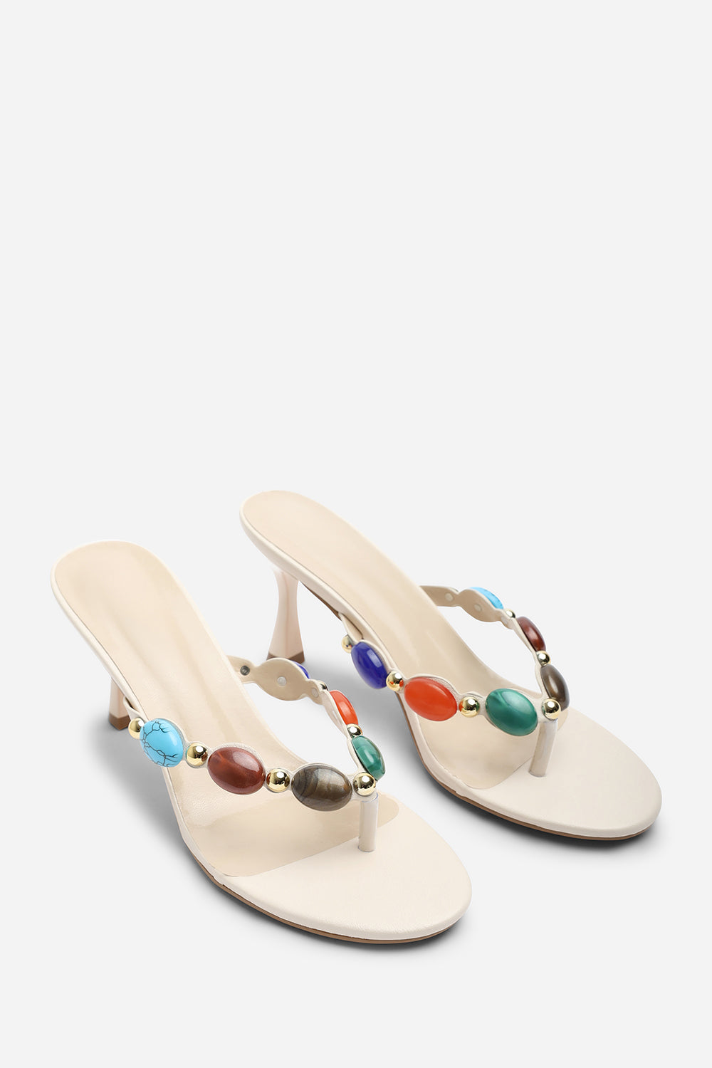 Cream Electra Jewel Embellished Heeled Sandals, Image 3 of 4