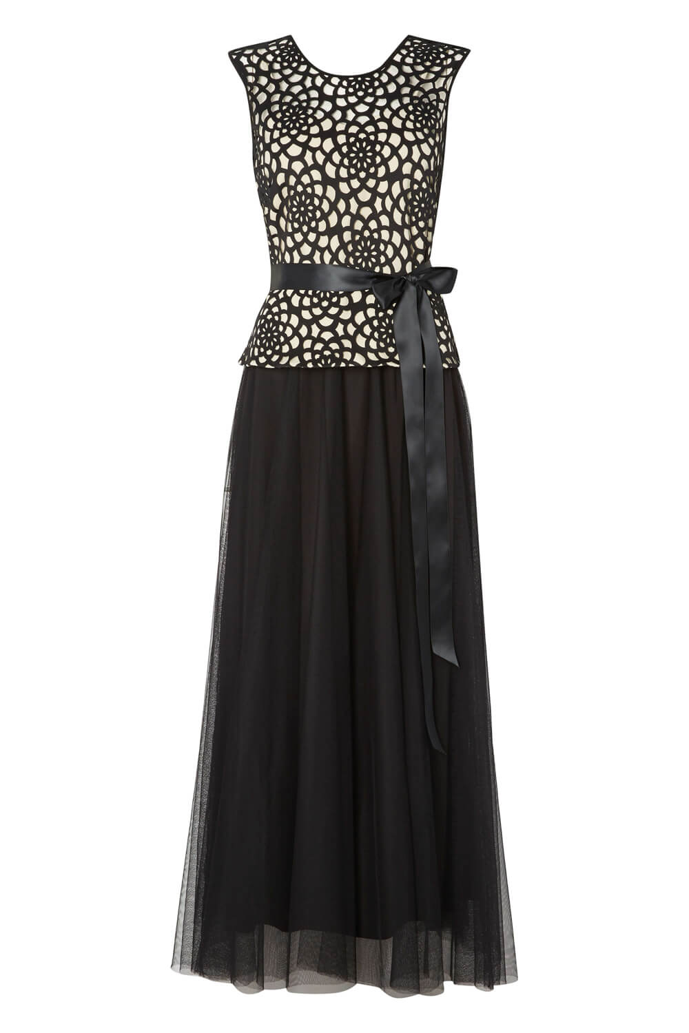 Black Laser Cut Maxi Dress, Image 5 of 4