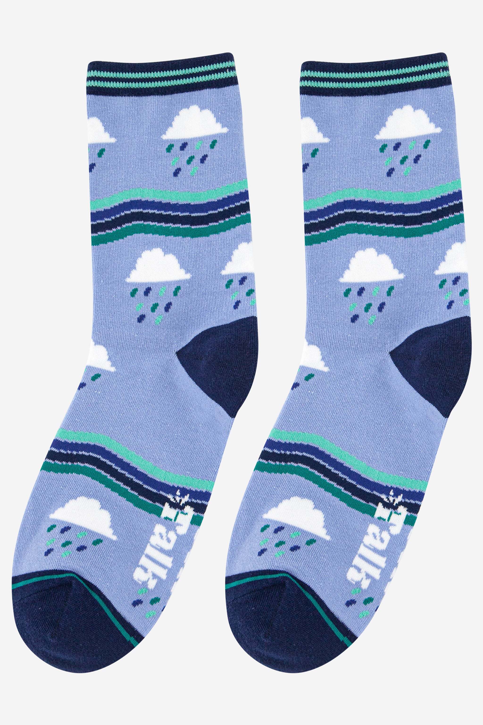Blue Rain Clouds Bamboo Socks - Blue, Image 2 of 3