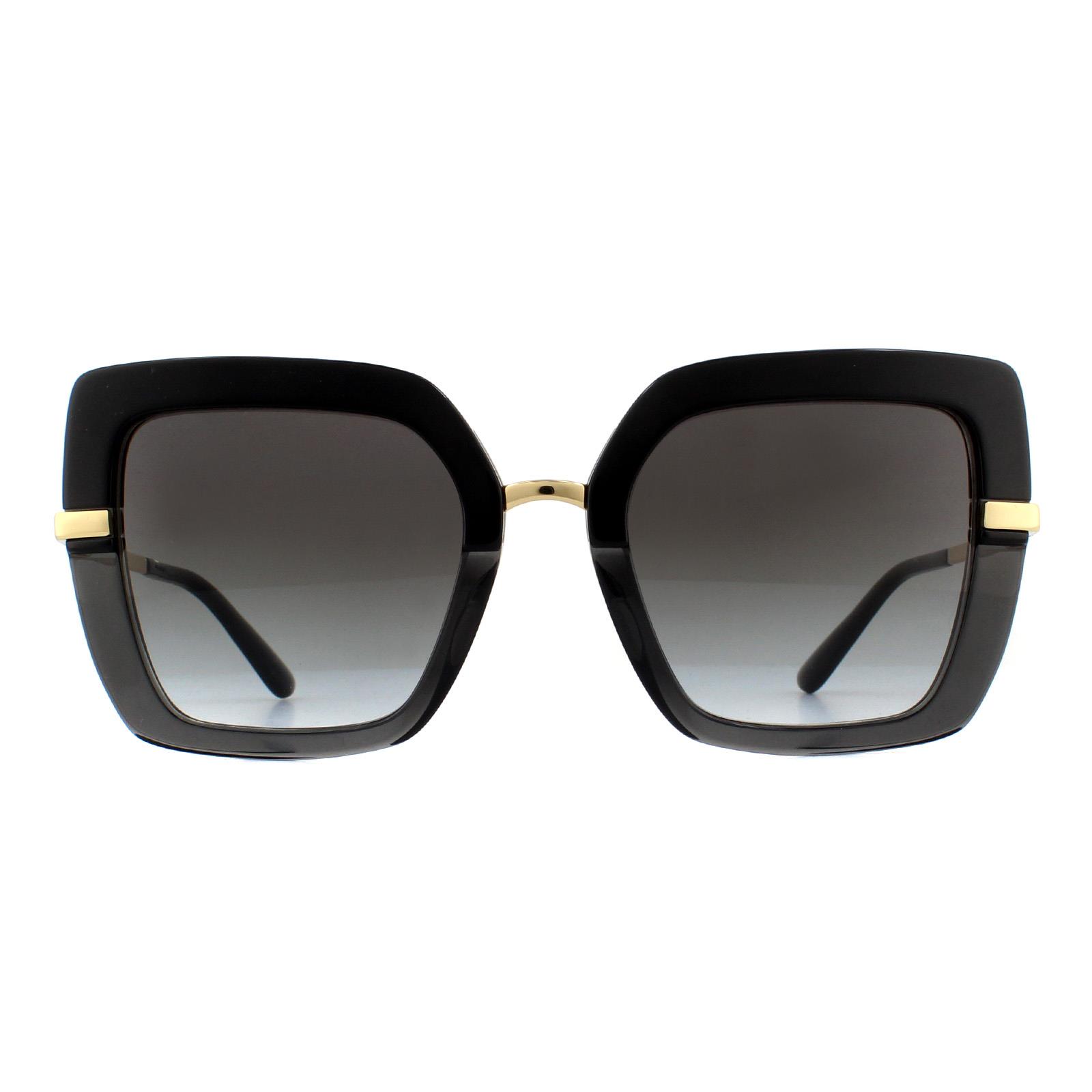 Black Square Top Black on Transparent Black Grey Gradient Sunglasses, Image 1 of 6