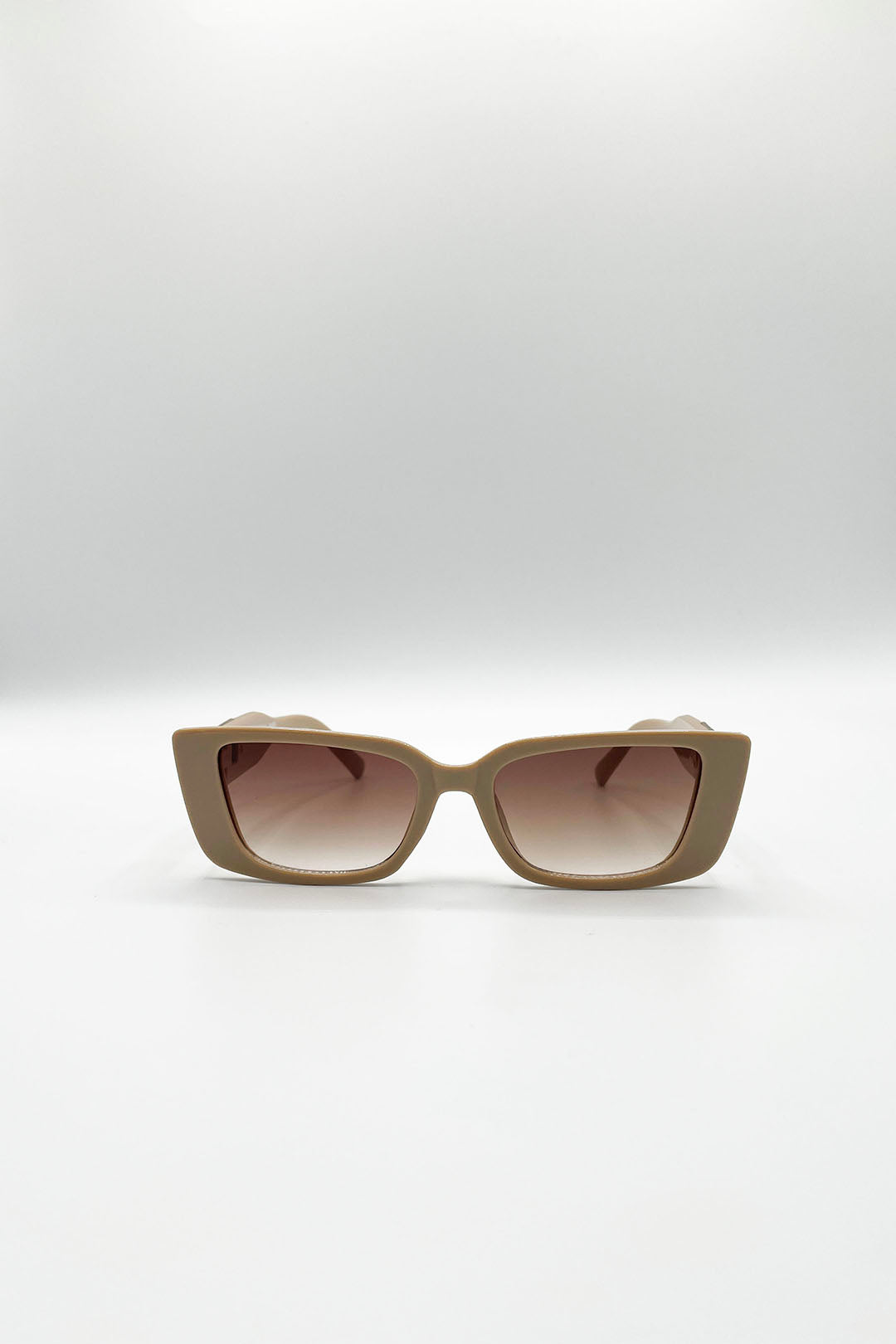 Khaki SVNX Khaki Rectangle Cateye Side Detail Sunglasses In Khaki, Image 1 of 5