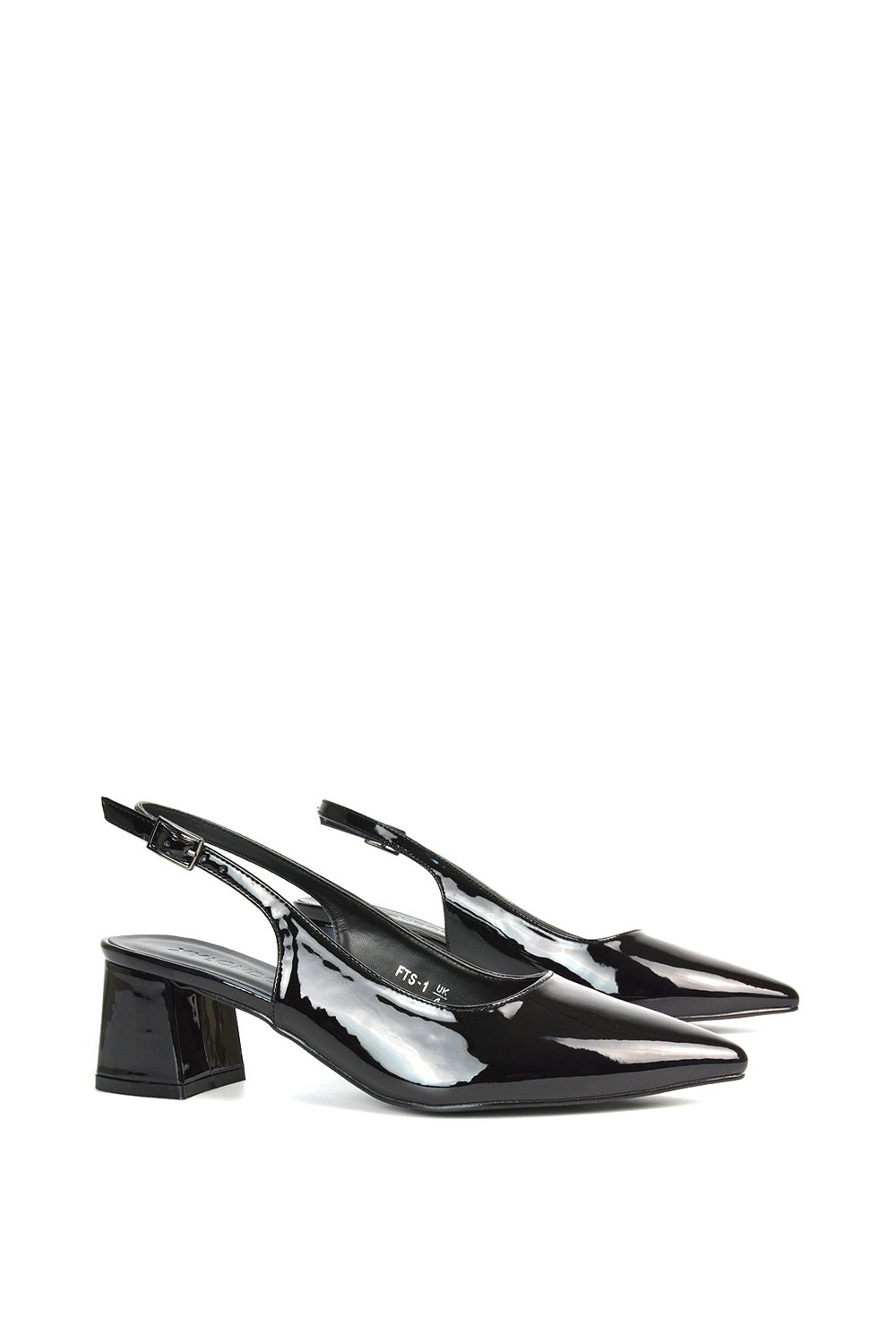 Black 'Devon' Court Shoe Block Heels With Slingback, Image 5 of 6