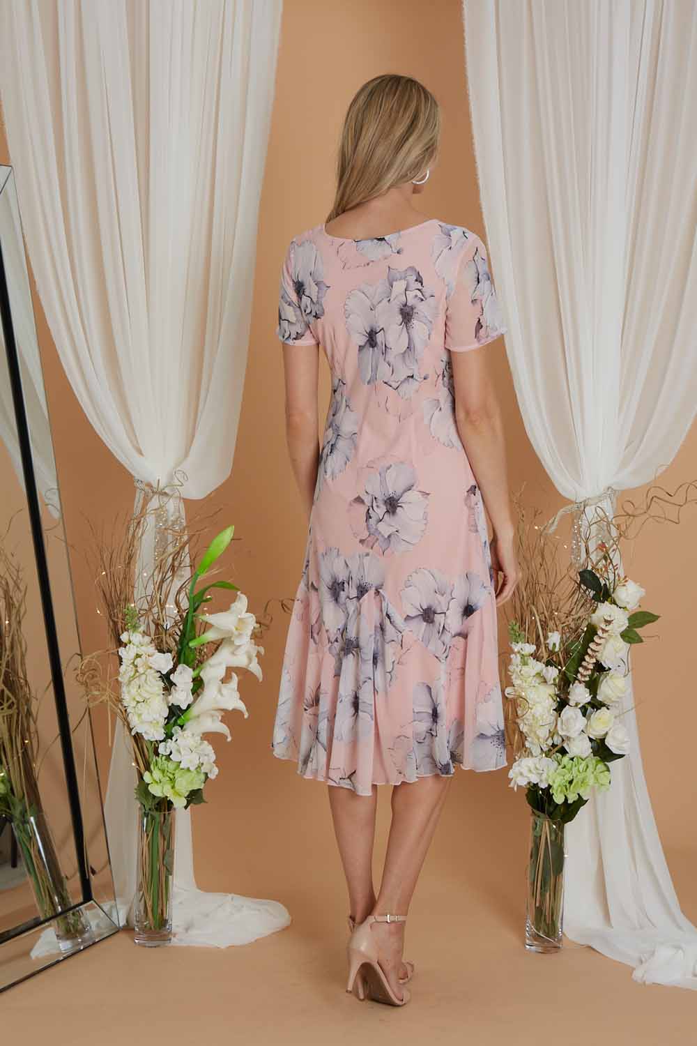 Silver Julianna Floral Print Bias Cut Dress, Image 3 of 3