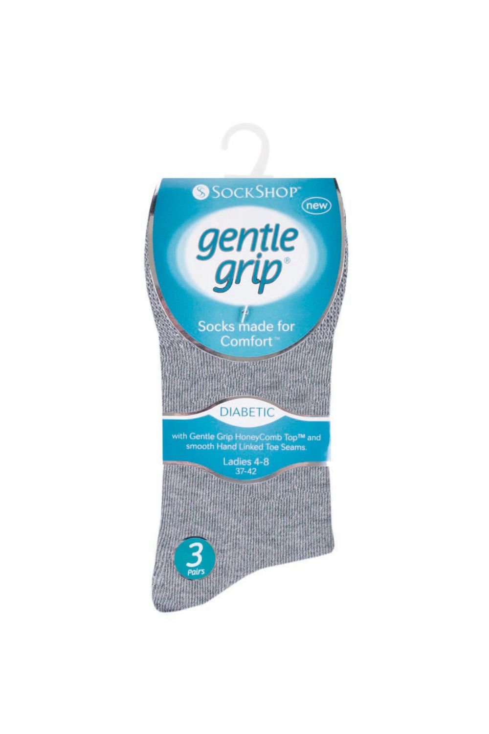Grey 6 Pairs Diabetic Socks, Image 2 of 5