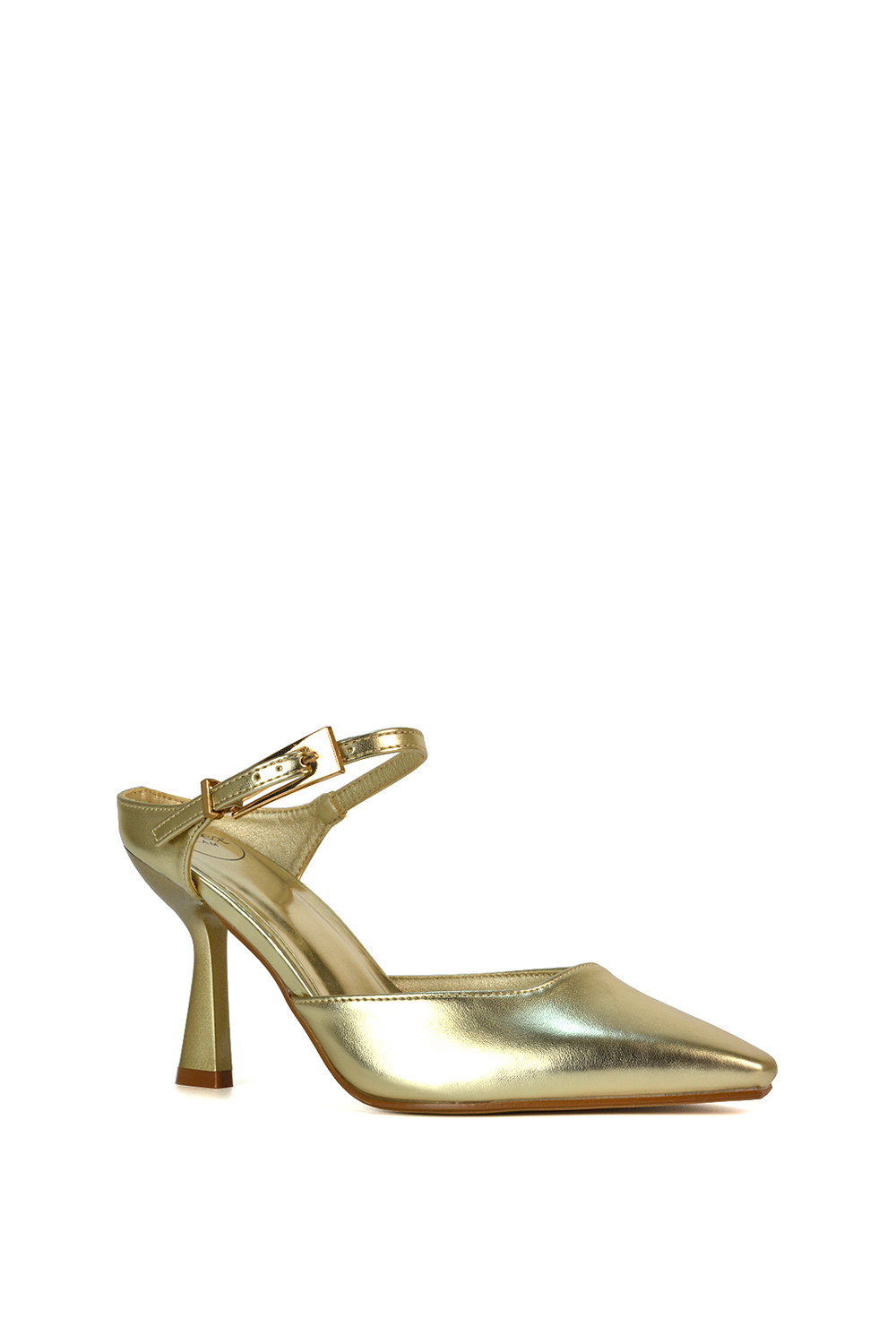 Gold XY LONDON Gold 'Daisy-May' High Heel Mules With Pointed Toe, Image 2 of 6