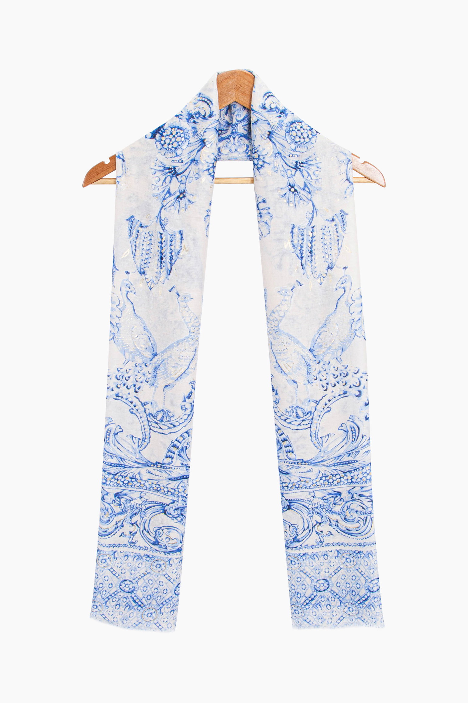 Blue Vintage Floral Lightweight Scarf, Image 2 of 4