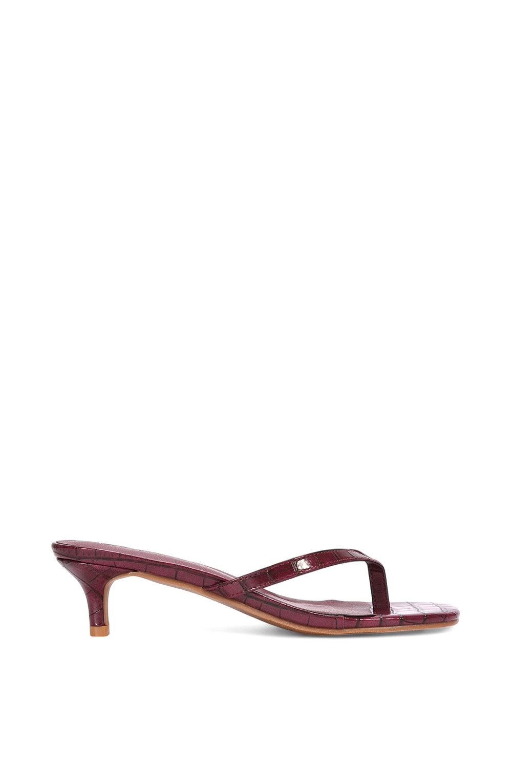 Black 'Jane' Toe Post Low Kitten Heel Mule Sandal Shoes