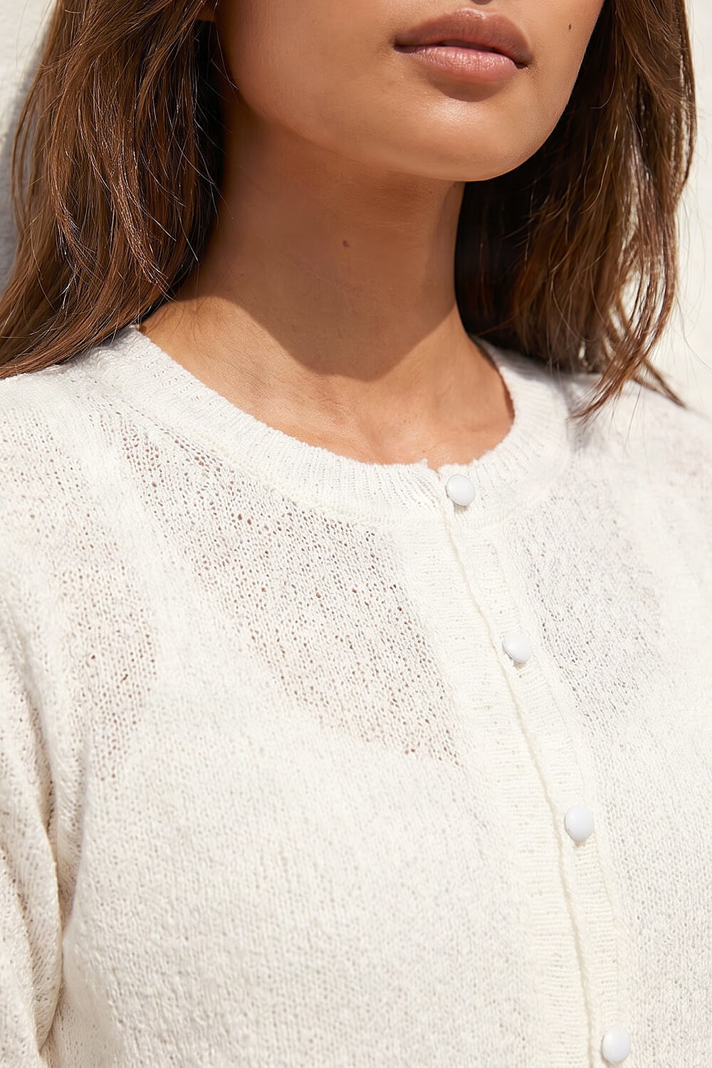 White Light Weight Button Knit Cardigan, Image 5 of 4