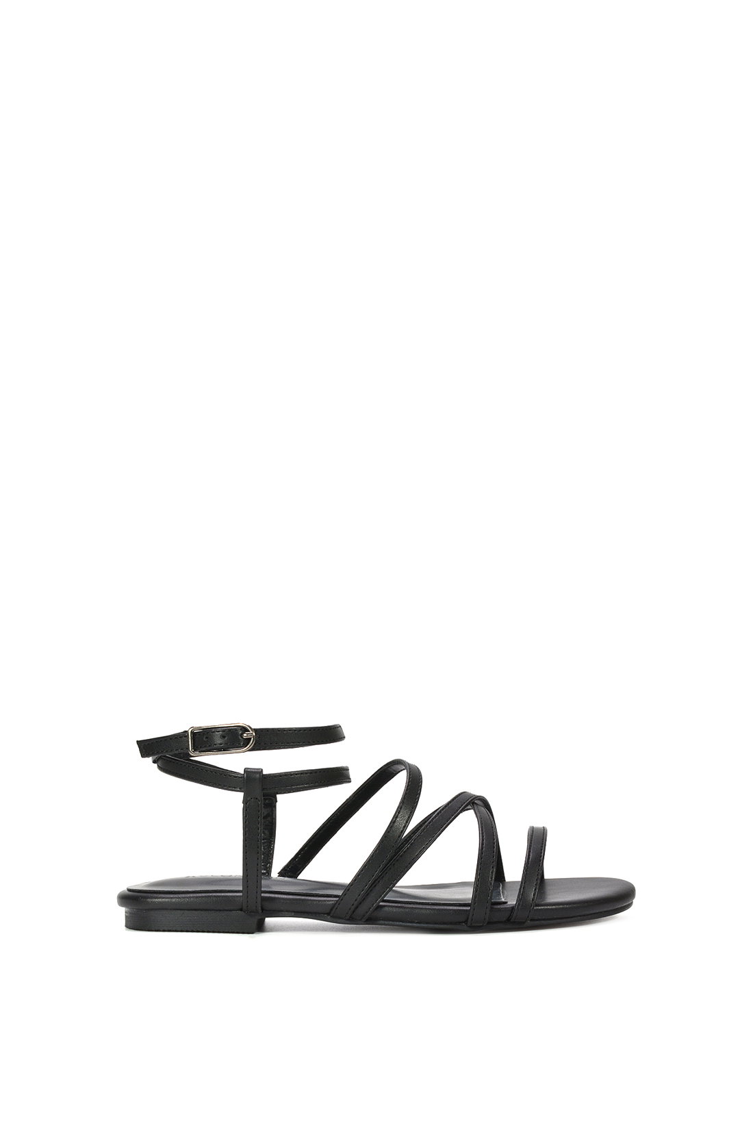 Black XY LONDON Black Flat Gladiator Strappy Sandals With Open Toe, Image 1 of 6