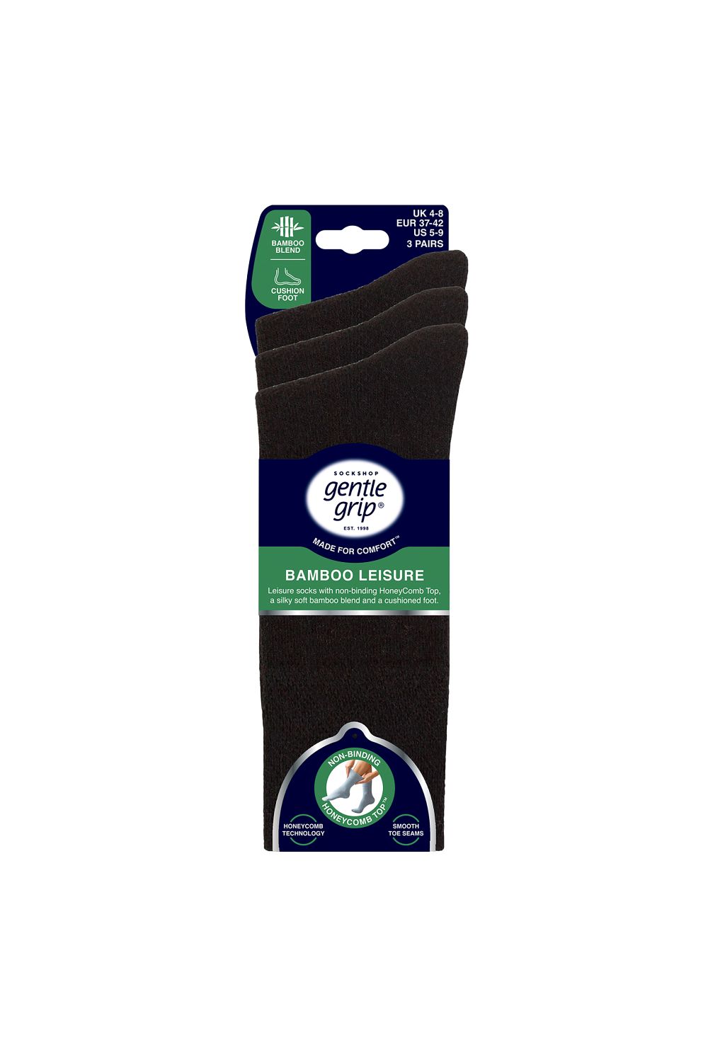 Black 3 Pack Bamboo Socks Soft Breathable Socks, Image 2 of 3