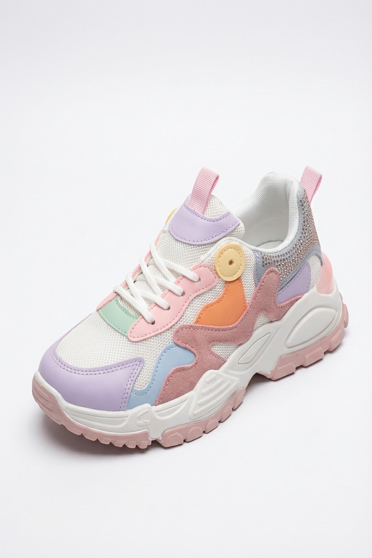 Multi iKrush Multi Ruby Womens Rhinestone Chunky Trainers, Image 8 of 8