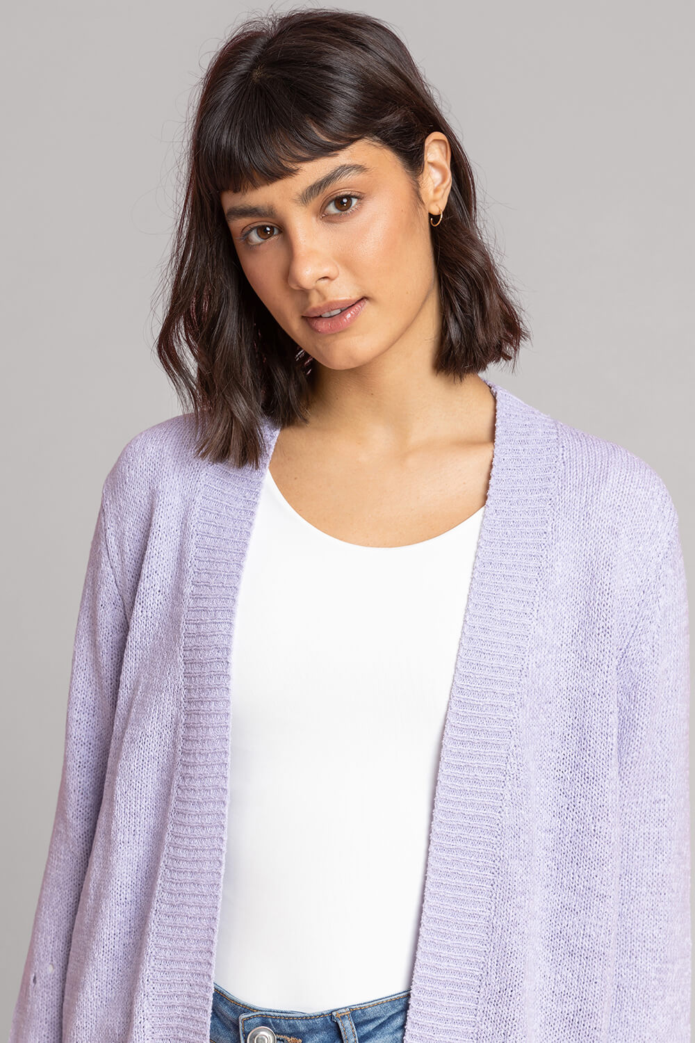 Lilac Tape Stitch Cardigan, Image 5 of 5