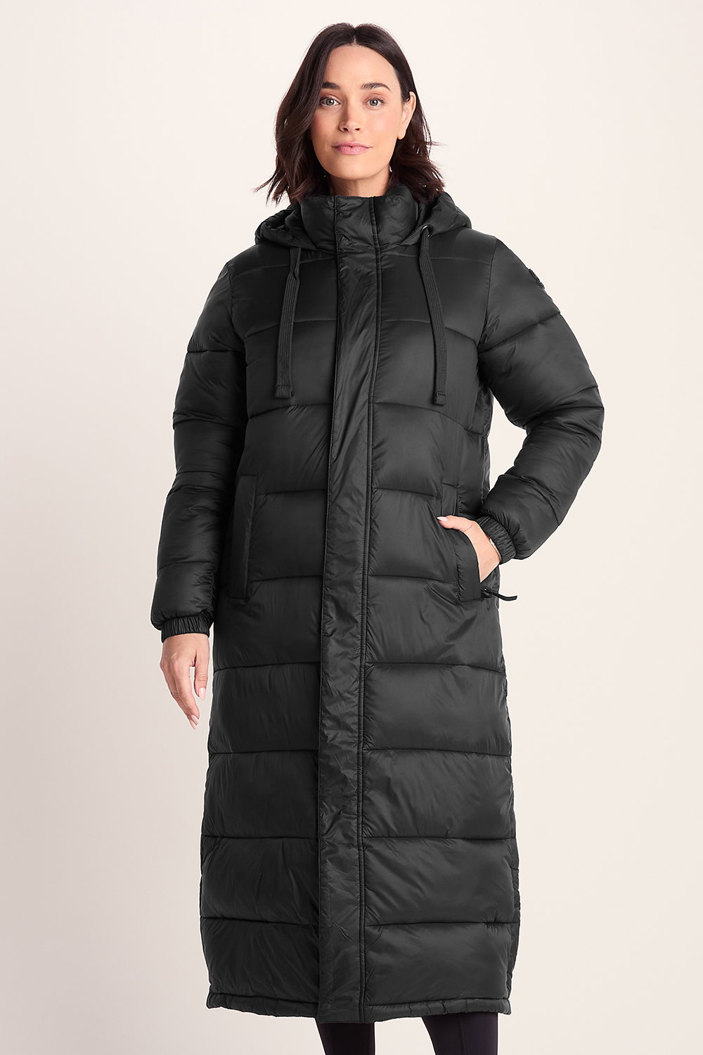Black Cautley Long Padded Shower Resistant Jacket, Image 1 of 6