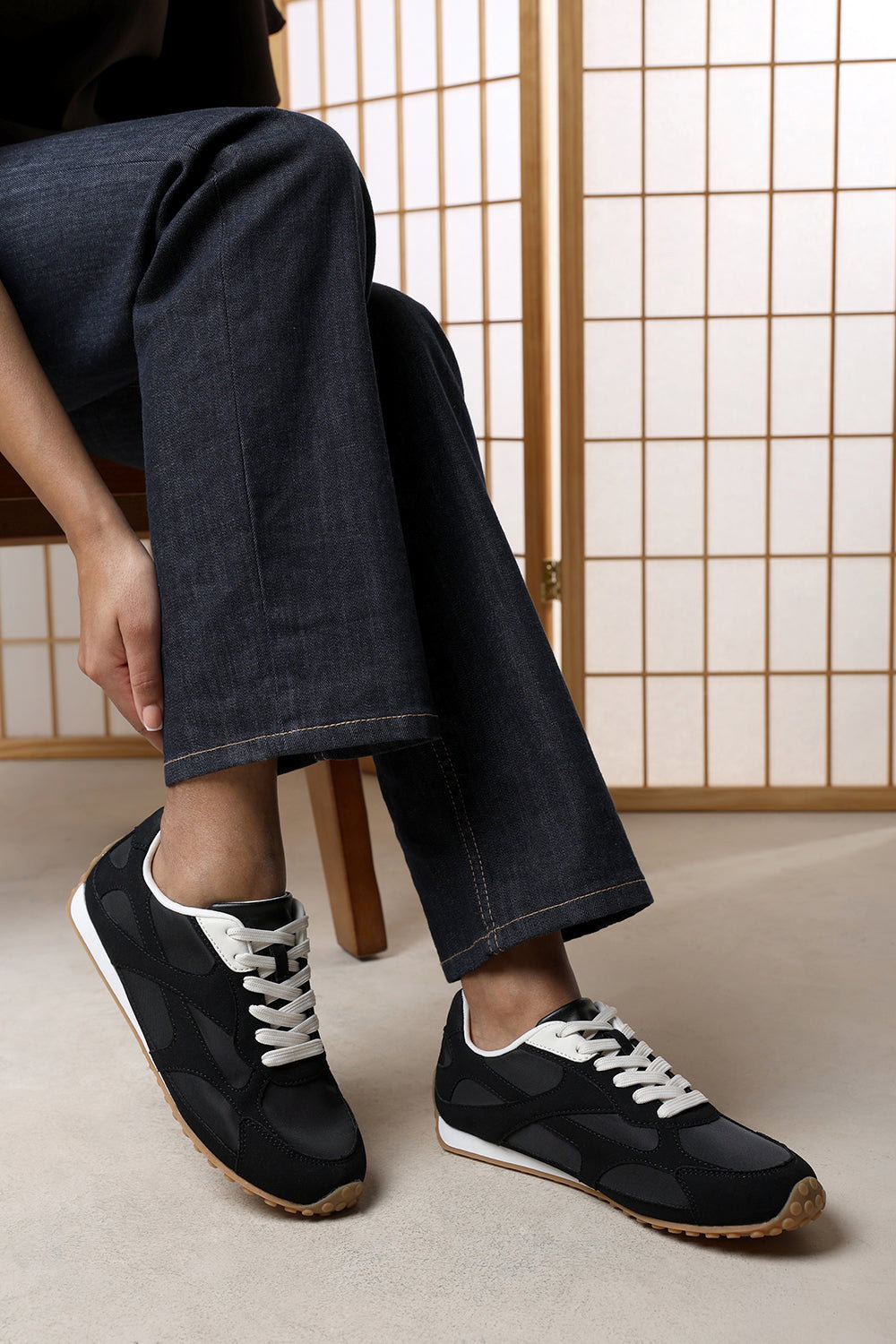 Black Marleigh Suede Retro Runner Trainer, Image 6 of 6