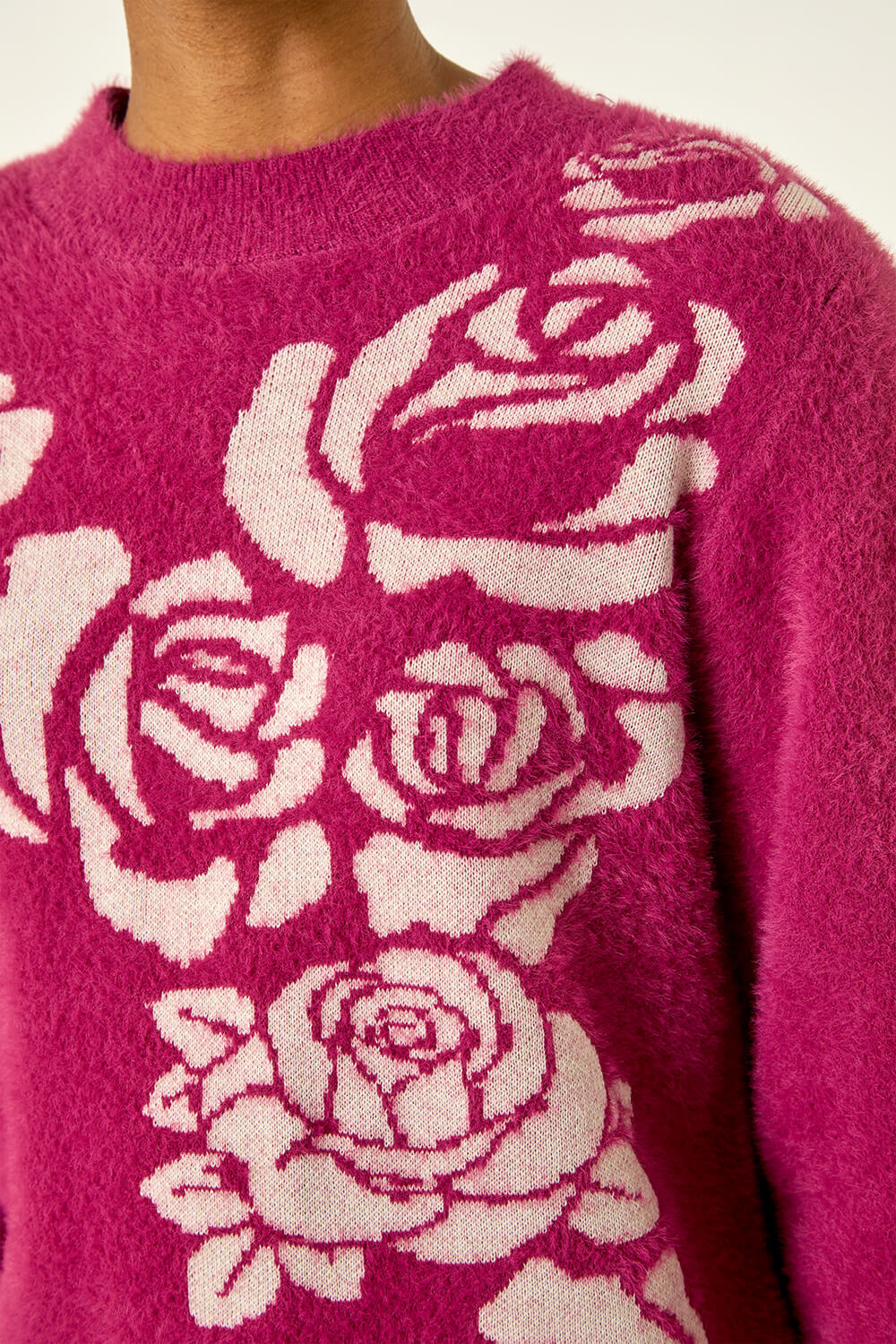 Pink Contrast Rose Knit Jumper | Roman UK