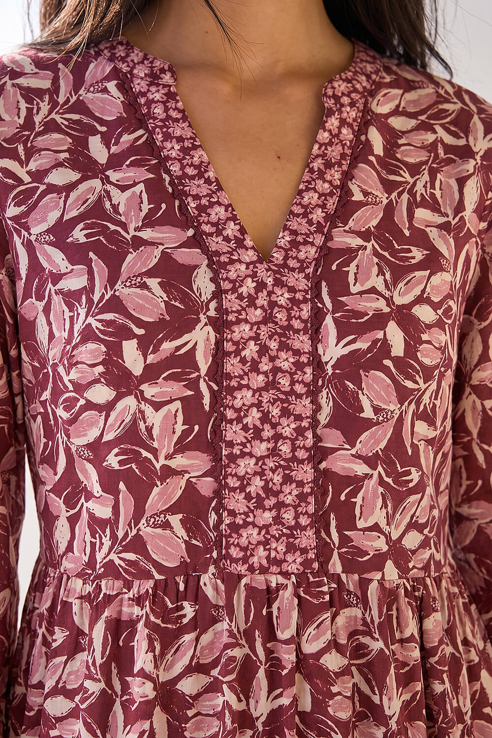 Coral Petite Border Print Midi Dress, Image 5 of 4