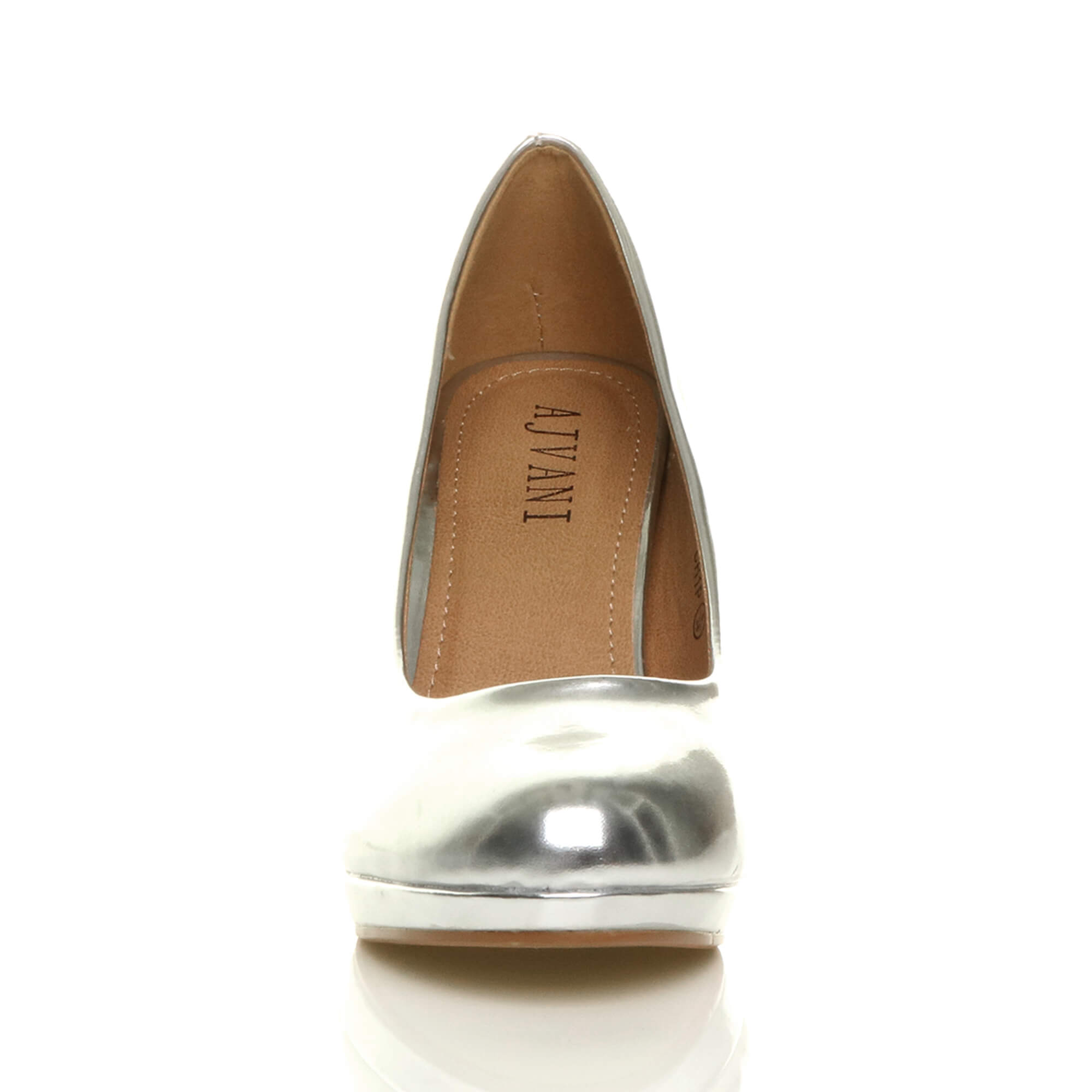 Silver AJVANI Silver High Heel Court Shoes, Image 6 of 6