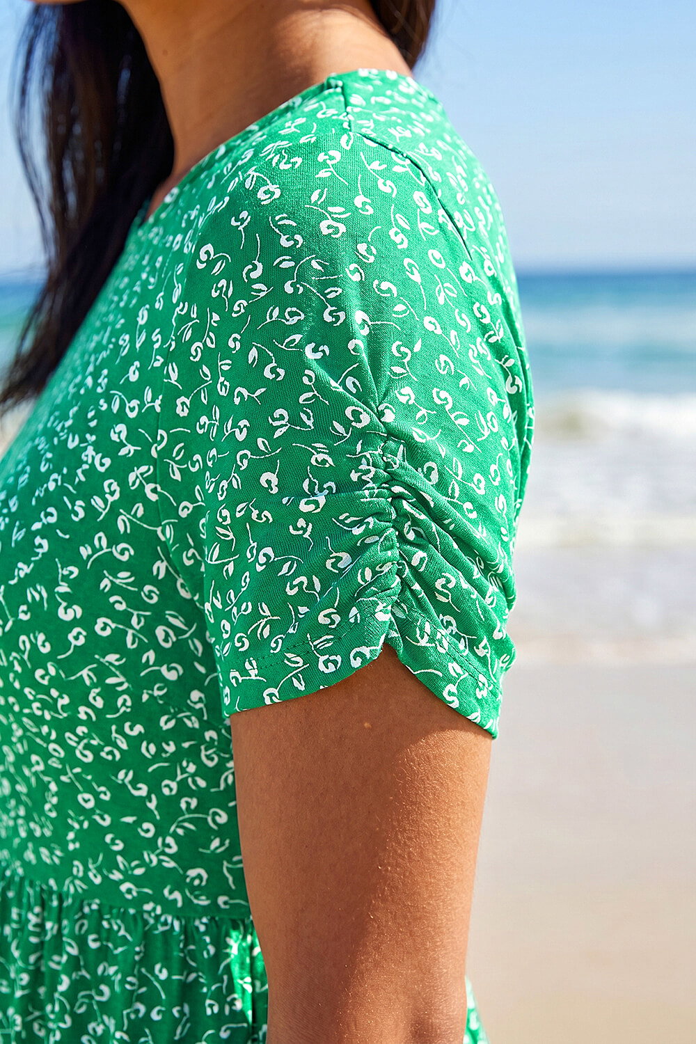 Green Petite Floral Print Midi Dress , Image 5 of 4