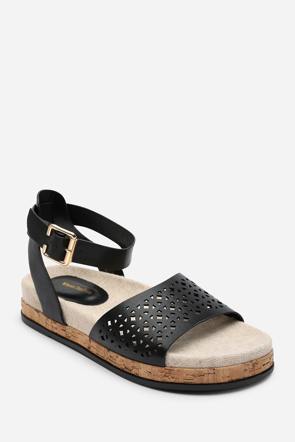 Black Where's That From Black Banyan Double Strap Flatform Sandal, Image 3 of 6