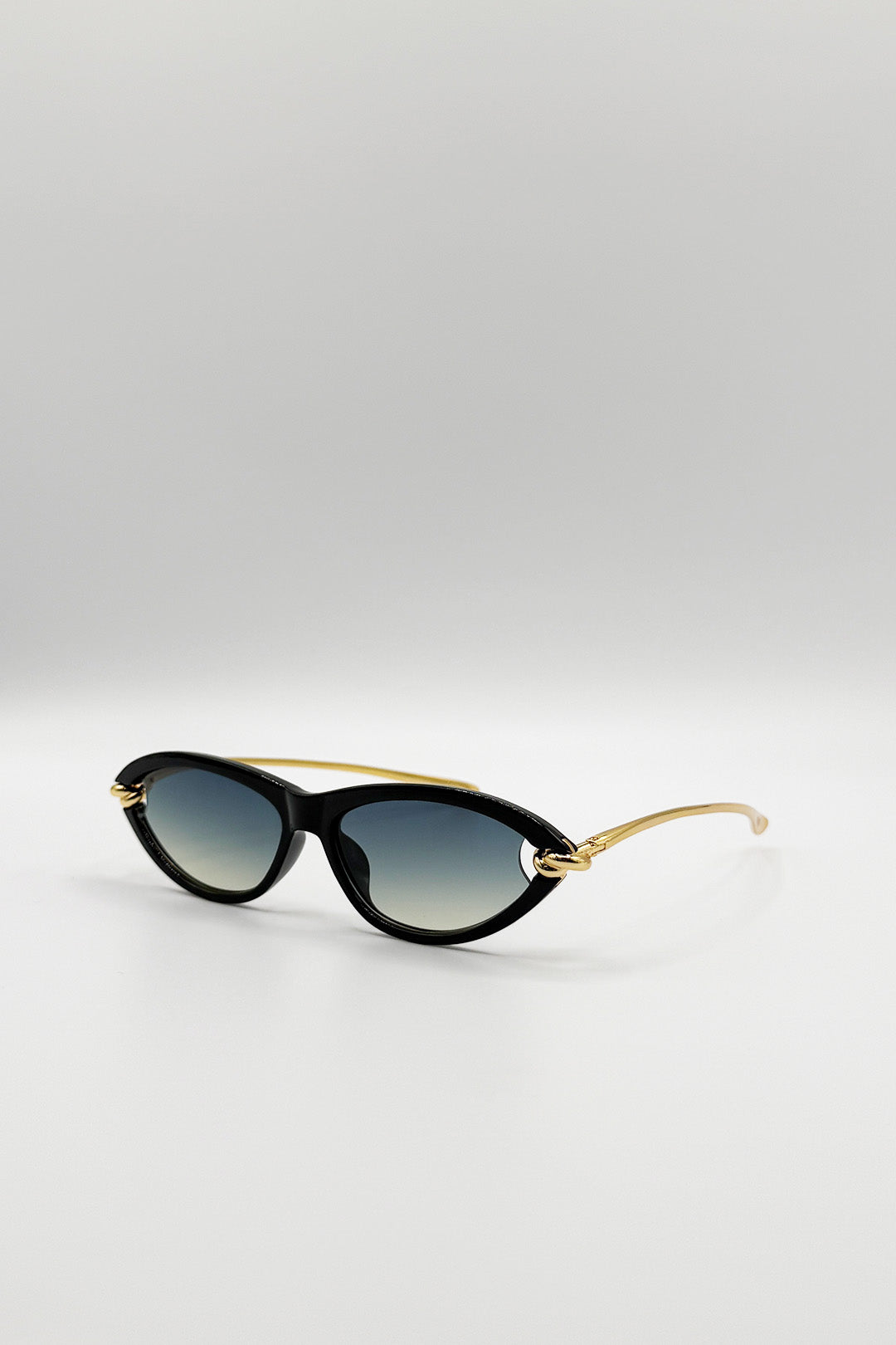 Black Bold Oval Angular Sunglasses in Black, Image 3 of 5