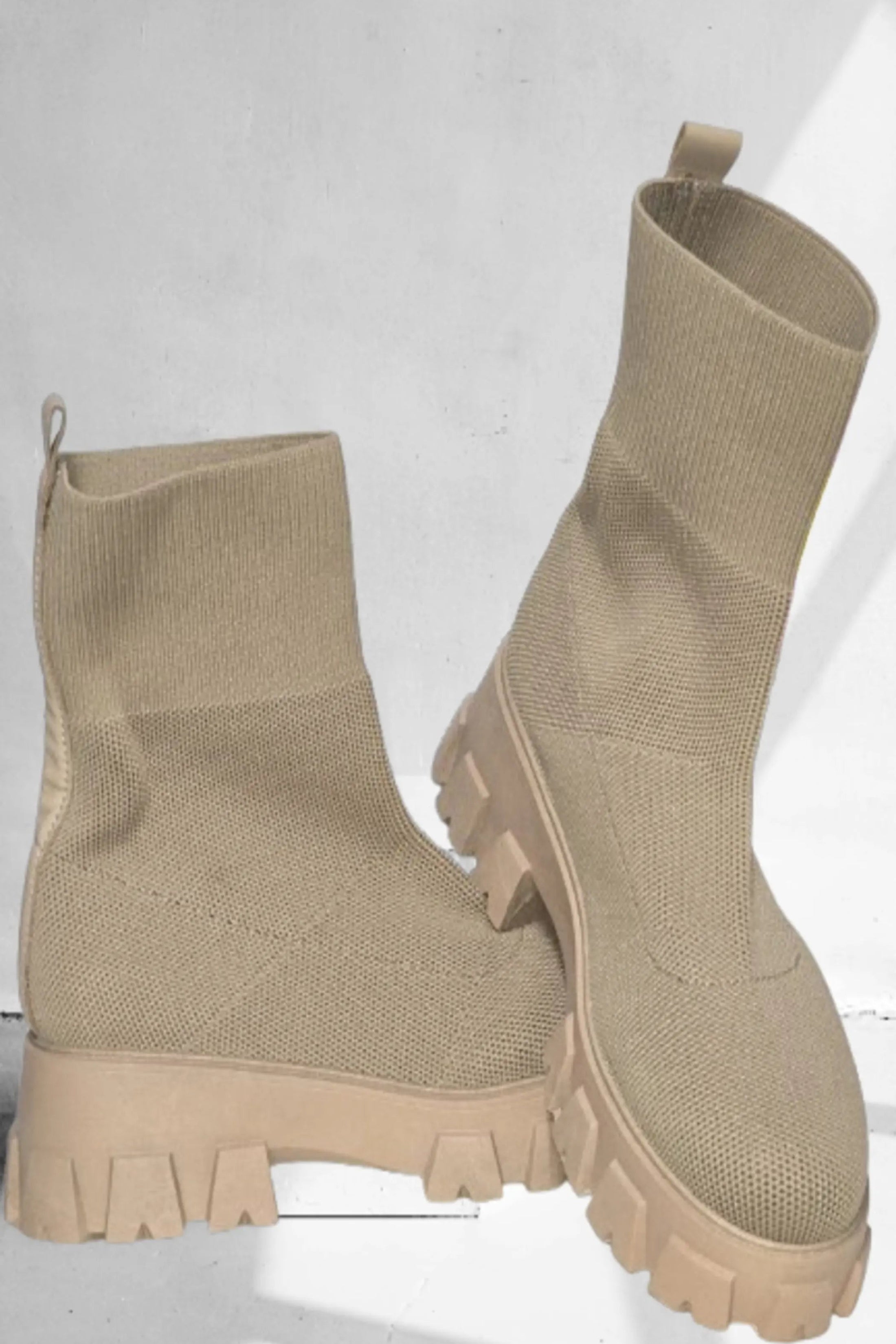 Stone Stone Cleated Pull On Knit Chunky Sole Sock Ankle Boots - Melissa, Image 2 of 2