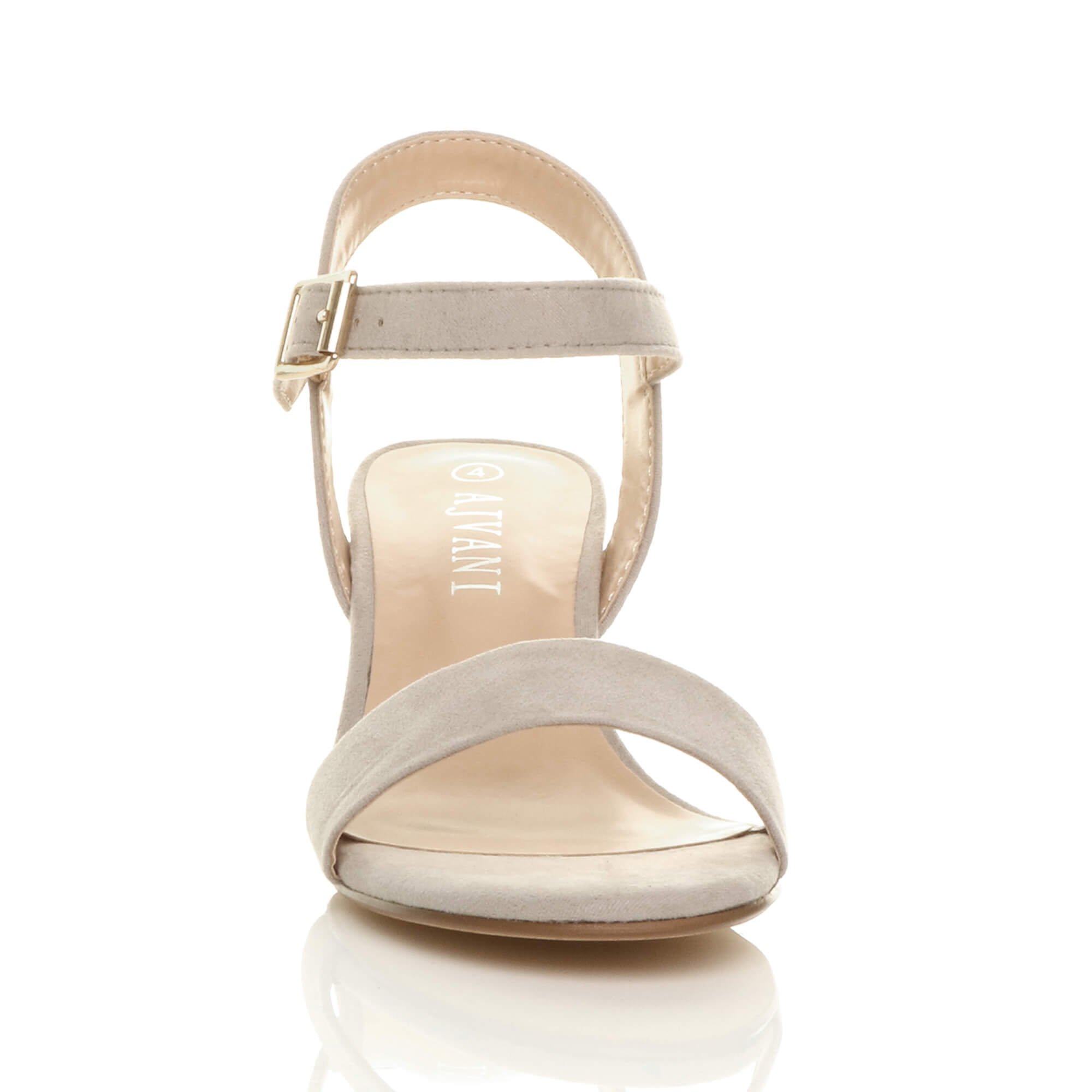Grey AJVANI Grey Mid Block Heel Strappy Sandals, Image 6 of 6