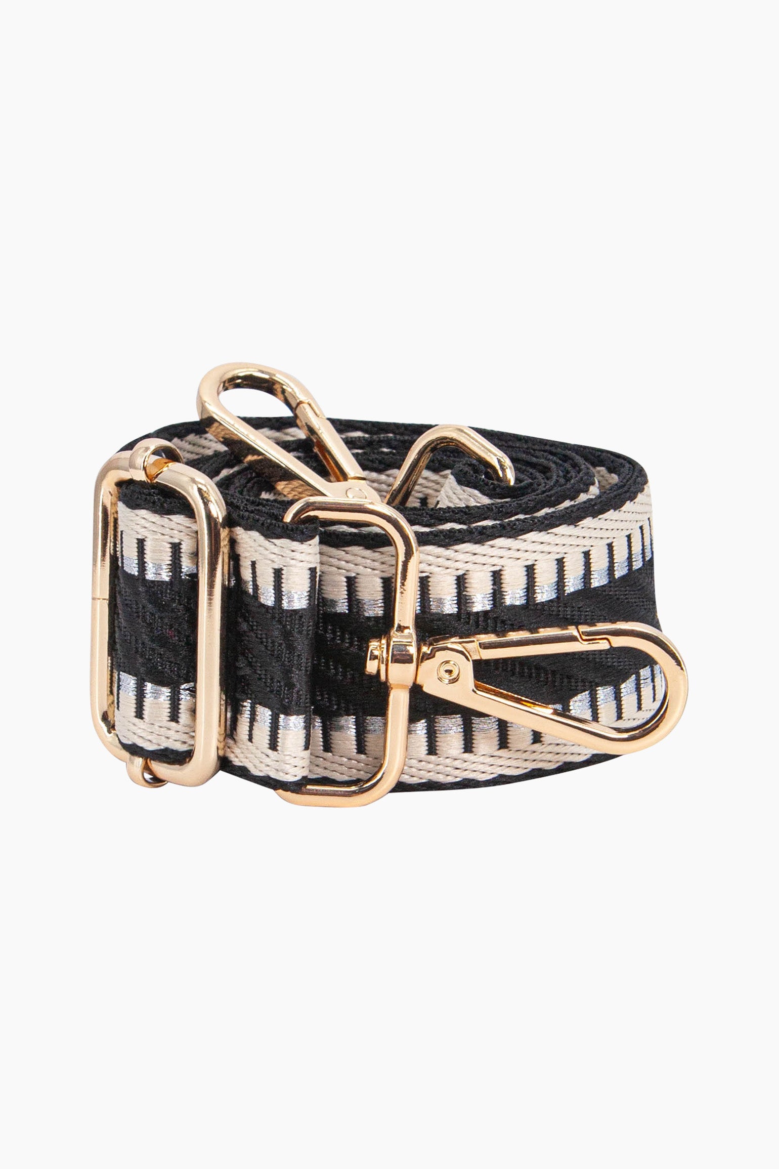 Black Stripe Trim Woven Bag Strap, Image 3 of 4