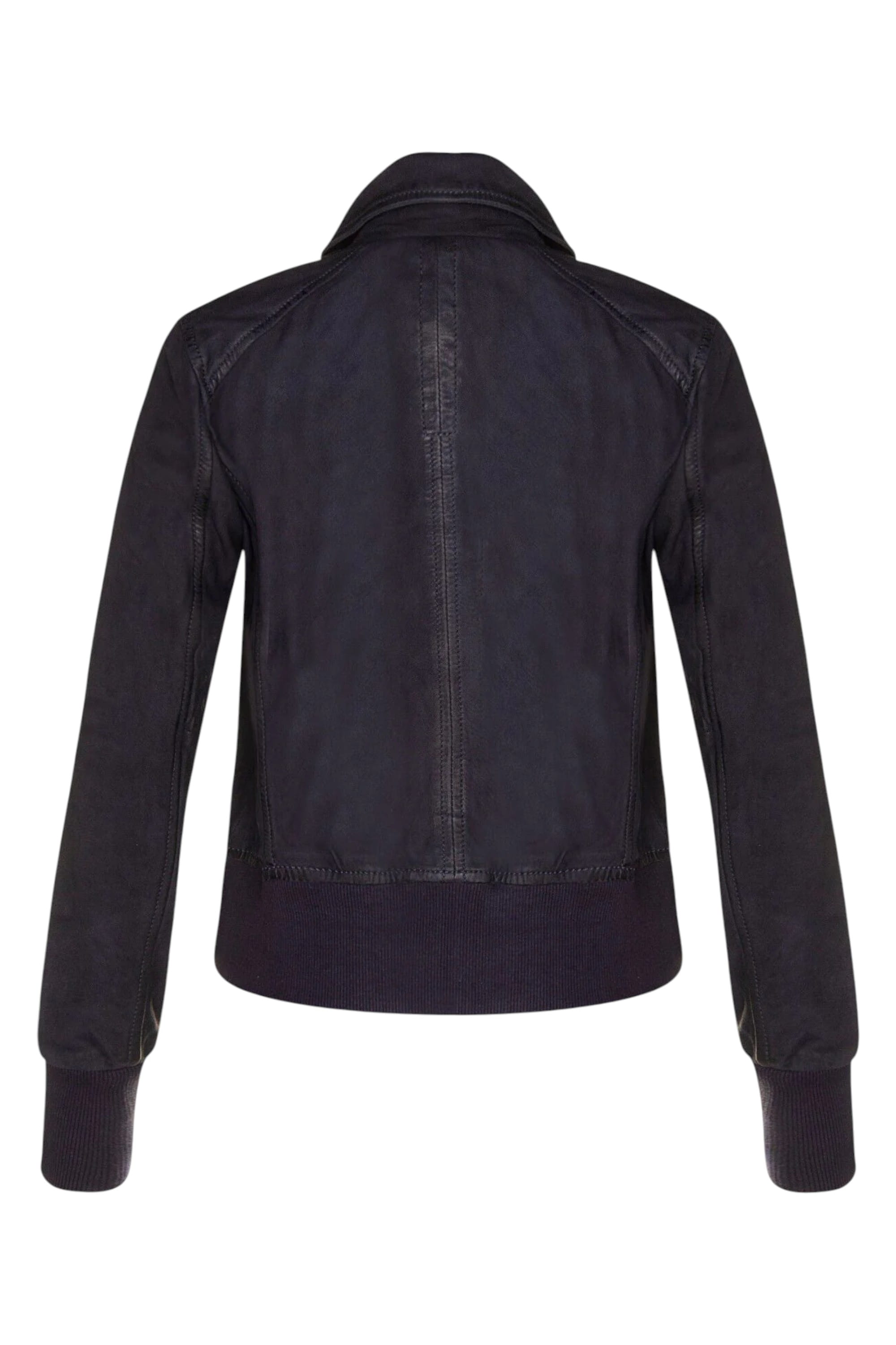 Navy Womens Leather MA-1 Varsity Jacket - Ann, Image 4 of 5