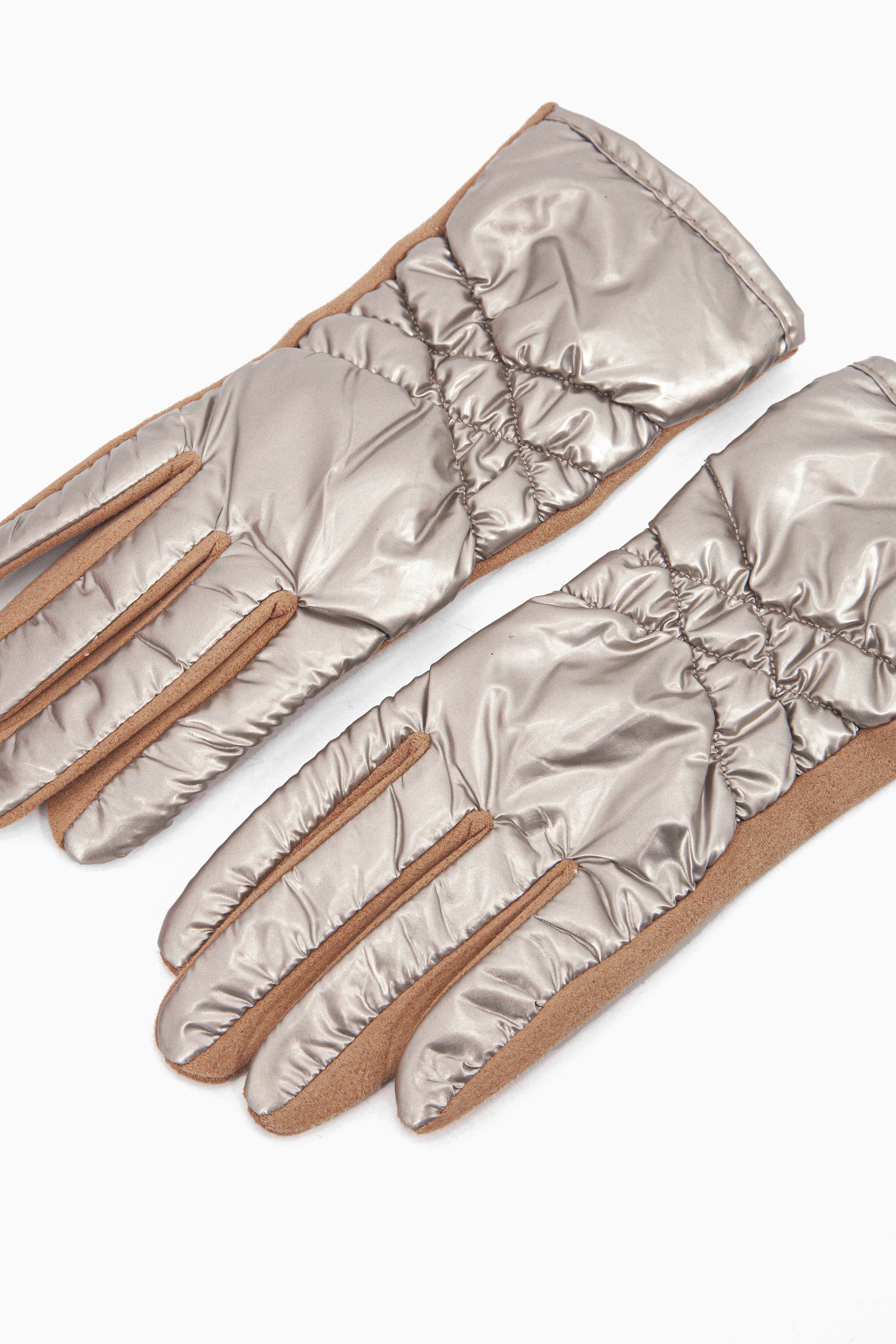 Gold Metallic Touch Screen Winter Gloves, Image 4 of 4