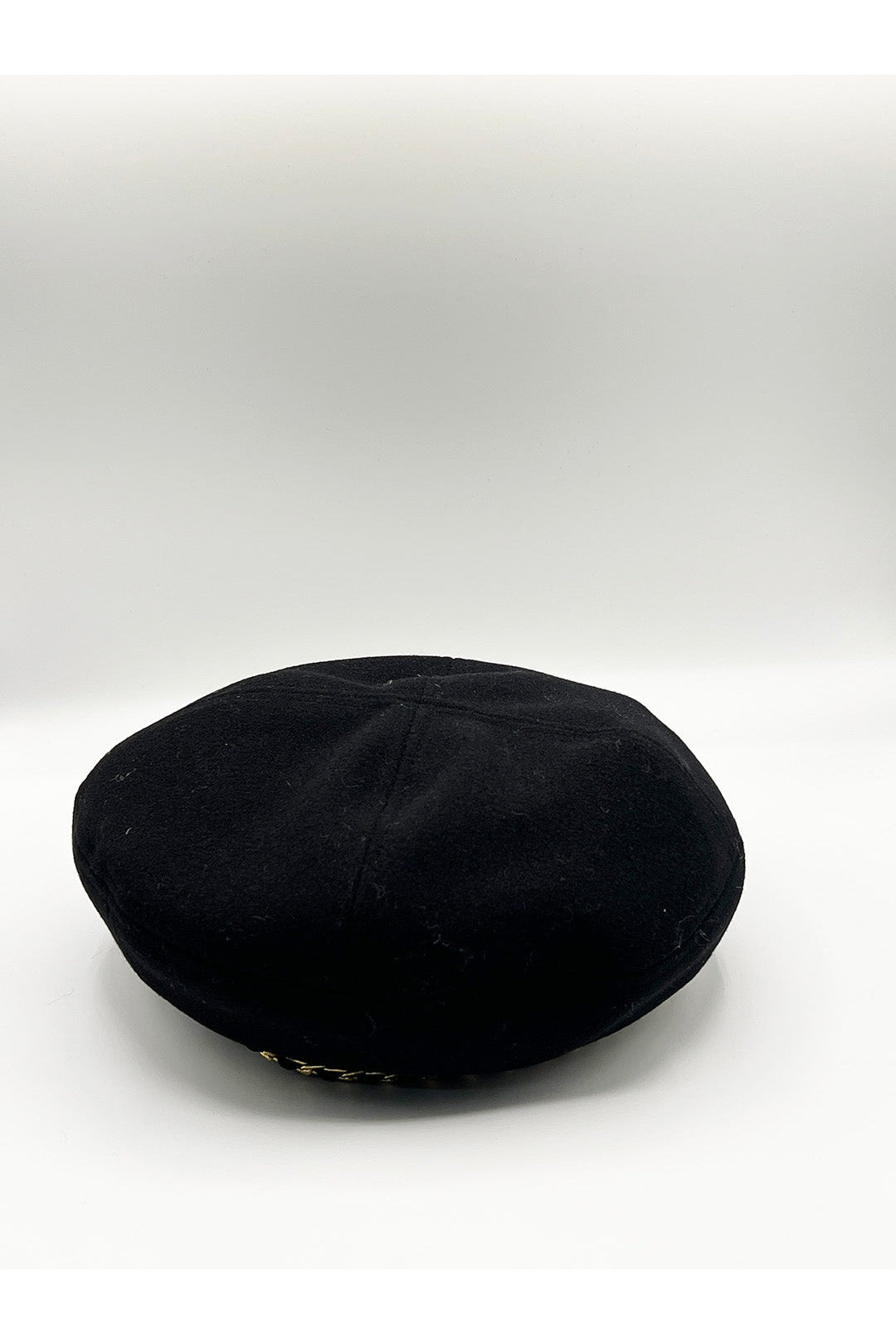 Black Beret Hat With Chain Detail In Black, Image 4 of 5