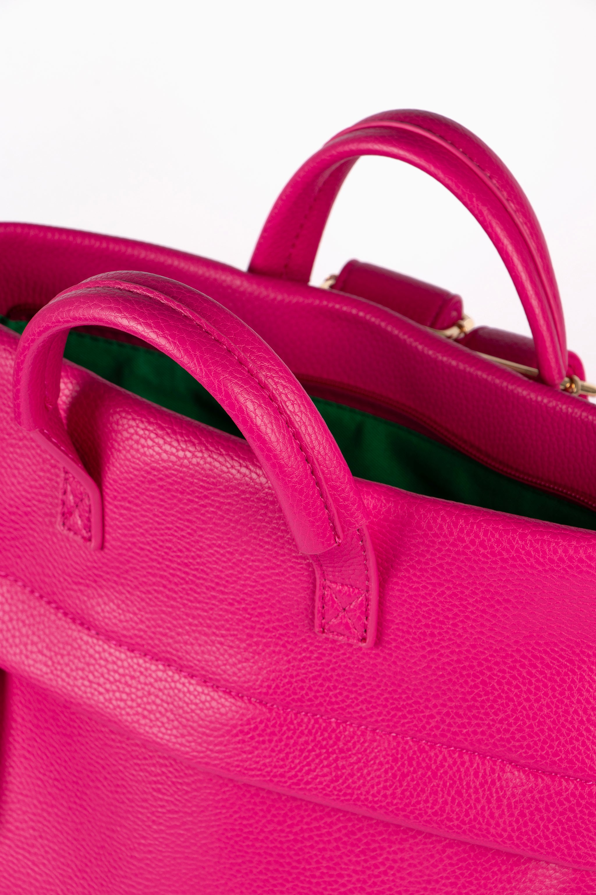 Fuchsia Top Handle Faux Leather Backpack, Image 4 of 5