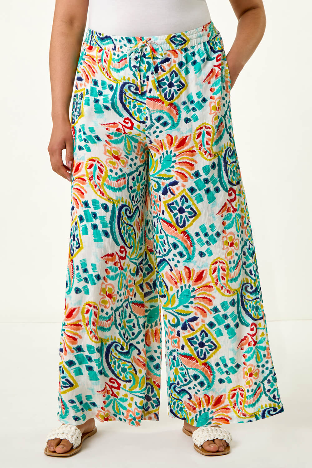 Blue Curve Abstract Print Trousers, Image 5 of 5