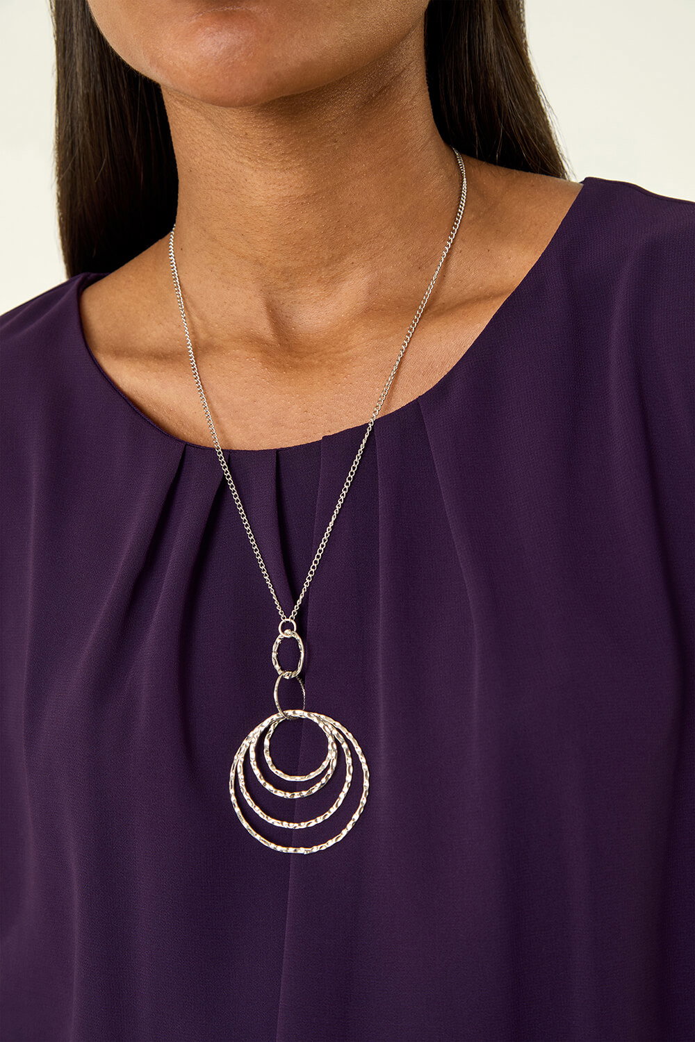Purple Pleated Chiffon Necklace Top, Image 6 of 5