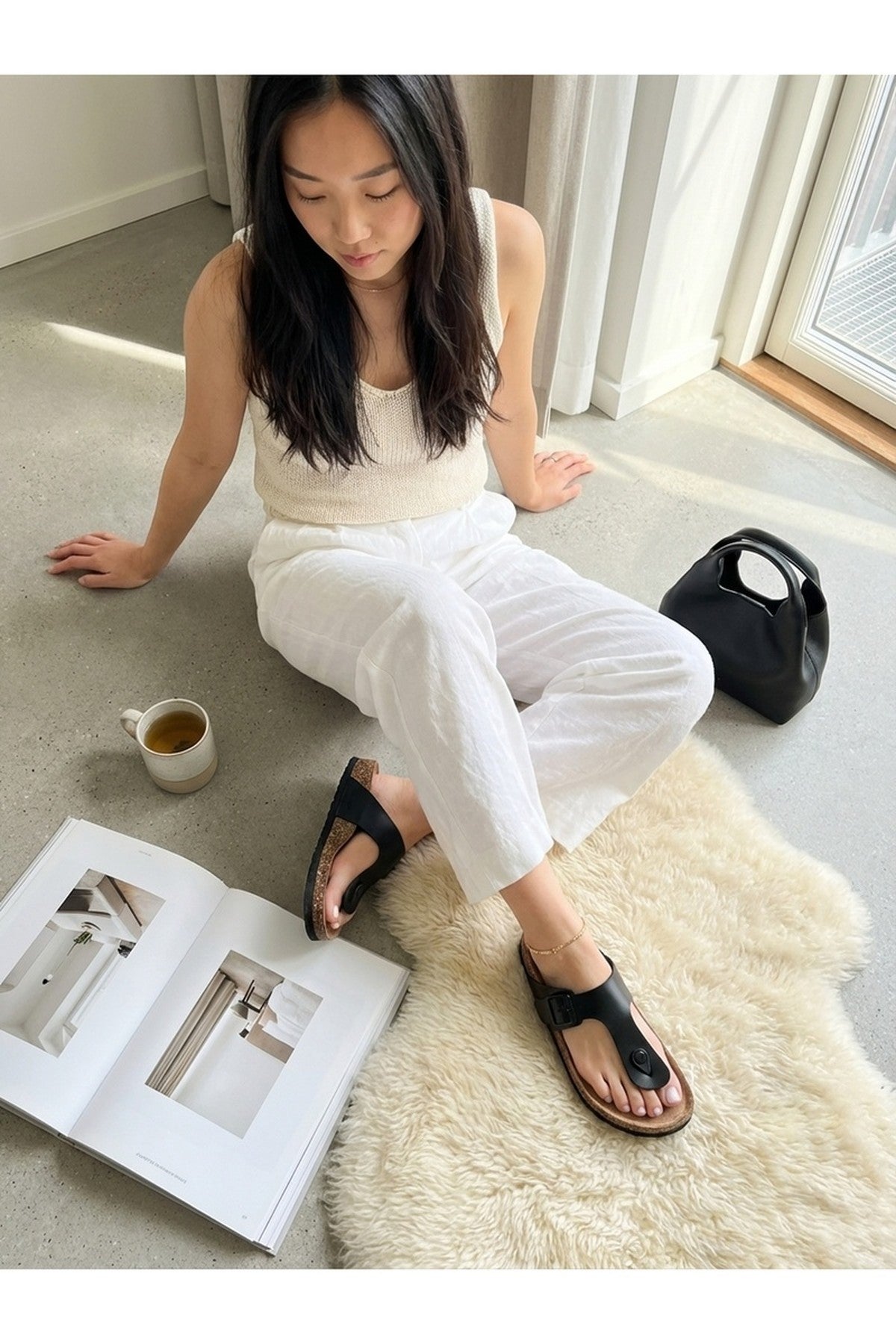 Black iKrush Black Jules Cork Base Buckle Sandal, Image 2 of 5