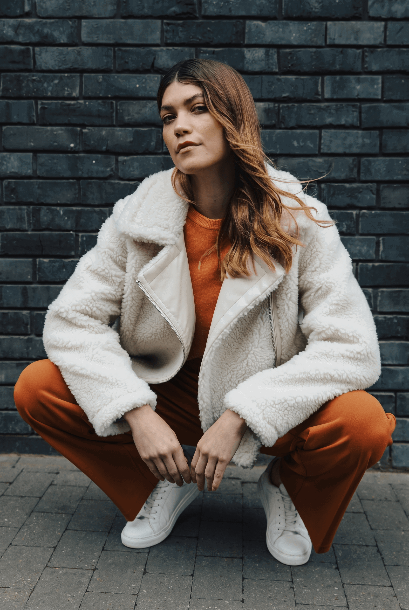 Rust Wide Leg Stretch Trousers, Image 8 of 7