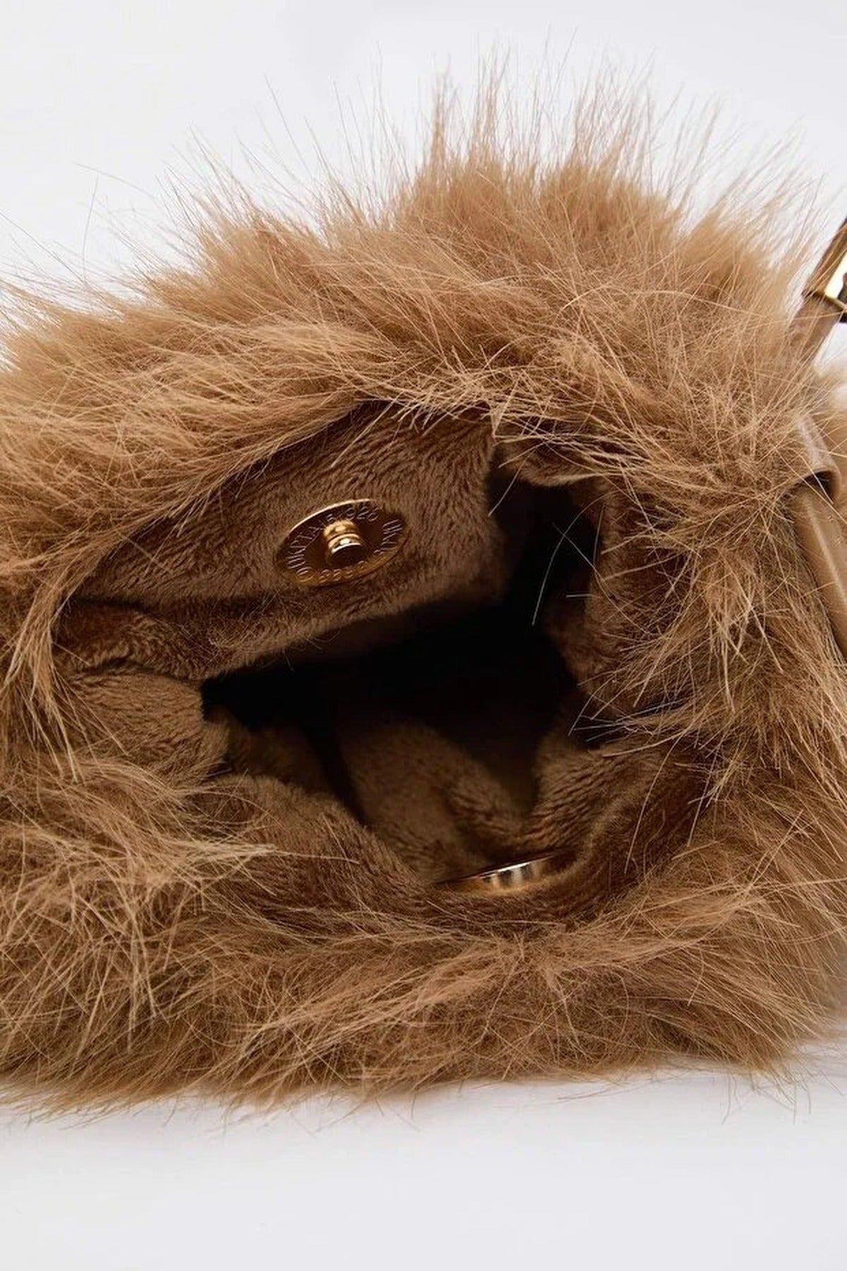 Camel Faux Fur Crossbody Shoulder Bag with Phone Pocket, Image 3 of 4