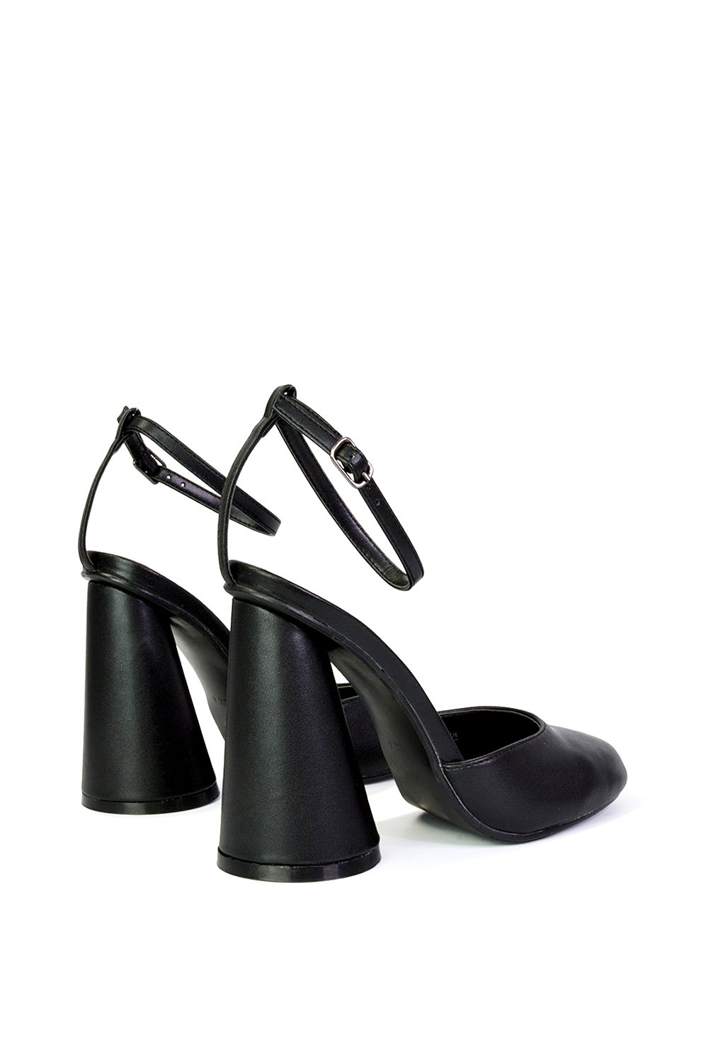 Black XY LONDON Black 'Ekin' Ankle Strap Statement Cylinder Block Heel, Image 2 of 5