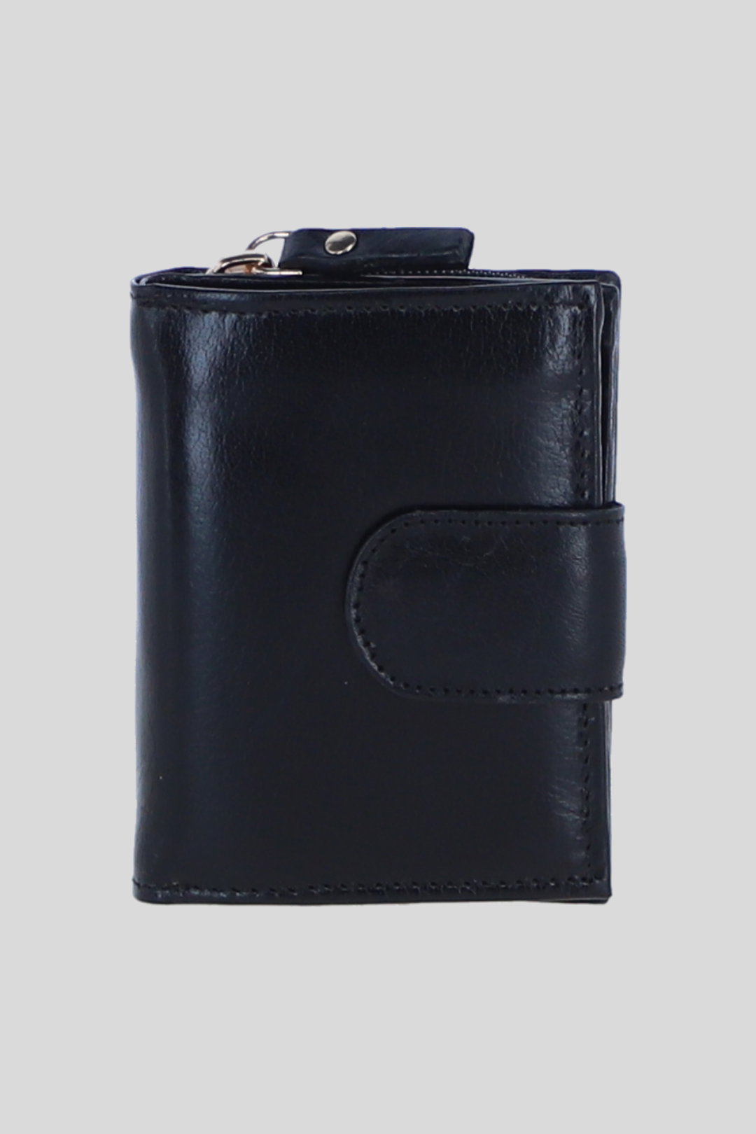 Black Real Leather RFID Protected Trifold Purse, Image 1 of 4