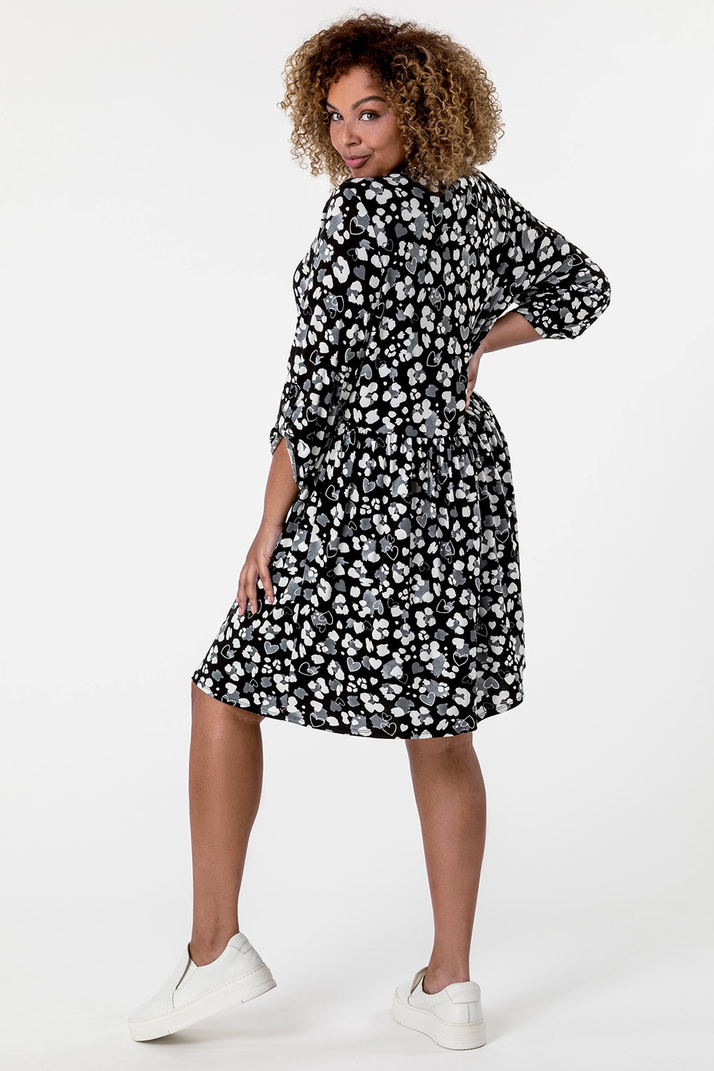 Relaxed Jersey Dress in Grey Print