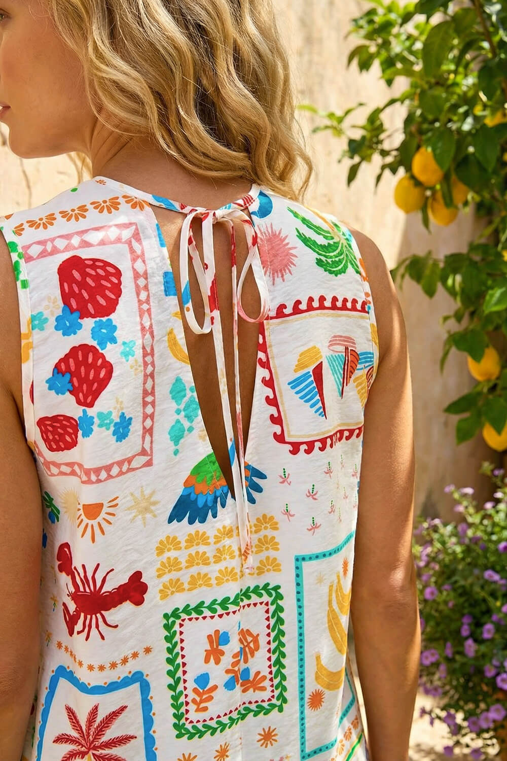 Ivory Holiday Print Vest Top, Image 5 of 4