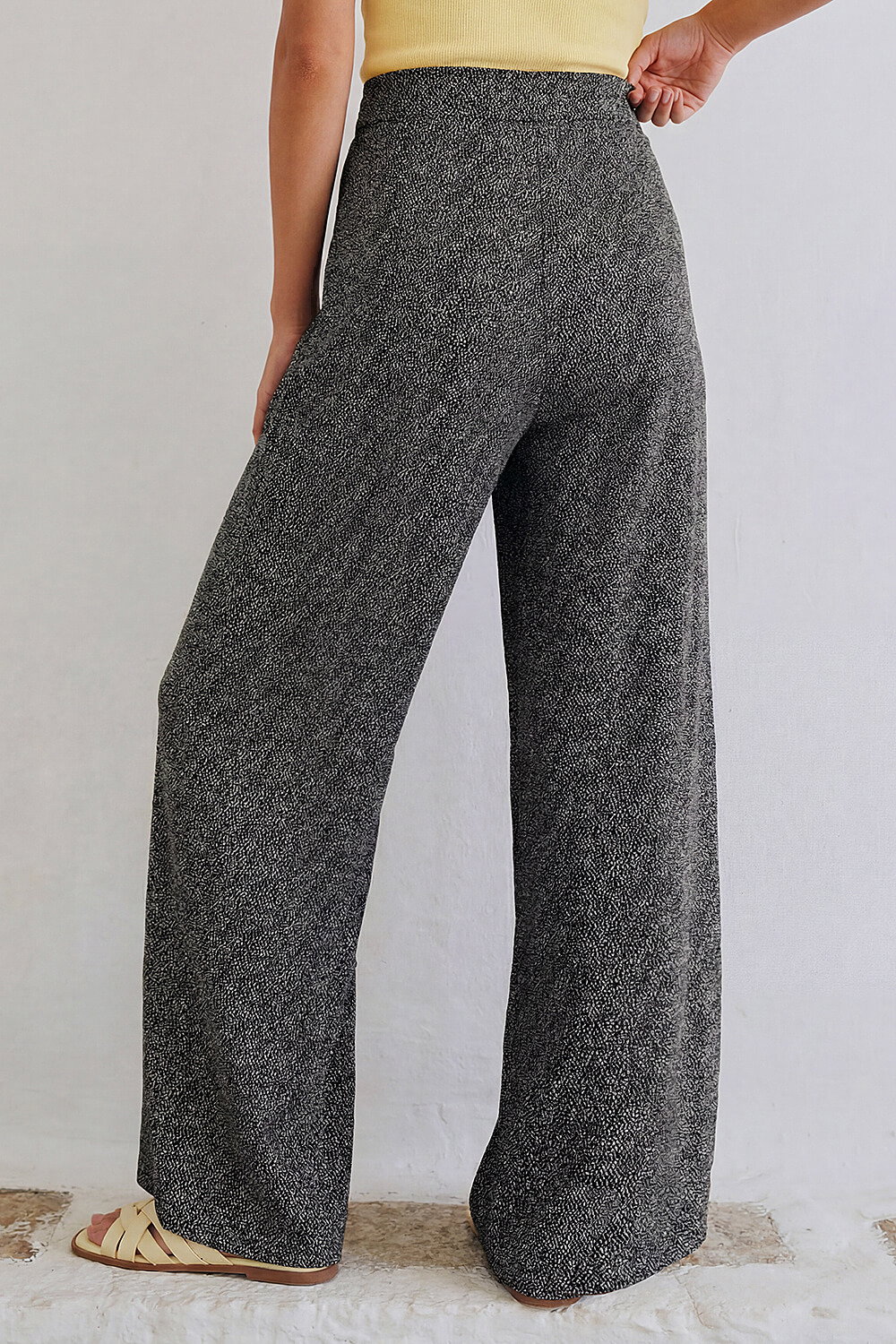 Black Spot Print Wide Leg Trouser, Image 4 of 4