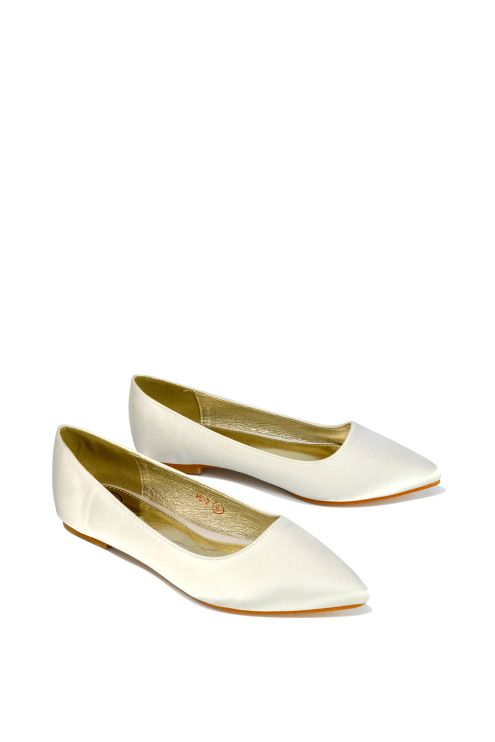 Ivory XY LONDON Ivory 'Alessia' Pointed Toe Low Heel Bridal Ballerina Pump Shoes, Image 4 of 5