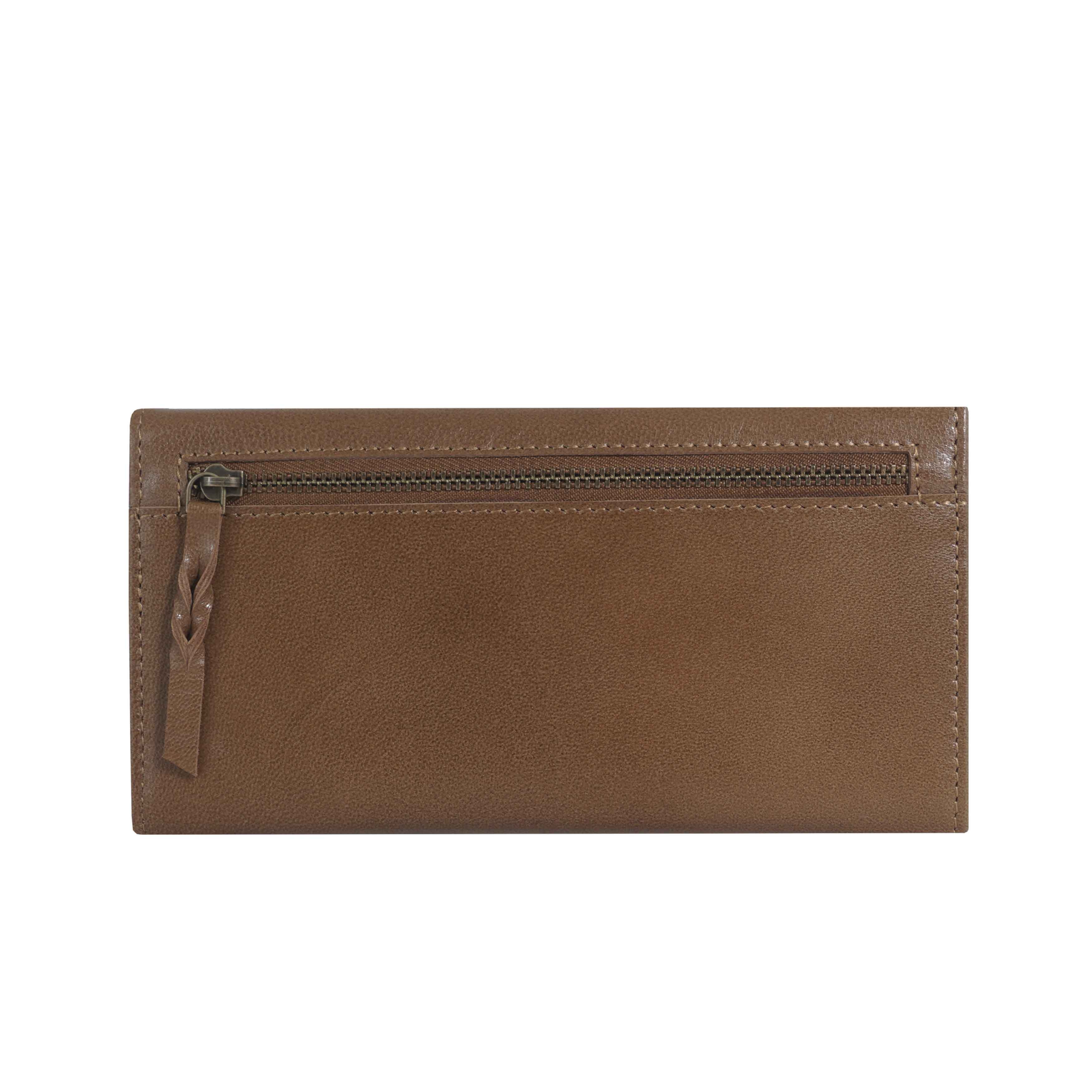 Tan 'PRESTON' Trifold Vegetable Tanned Real Leather Purse, Image 3 of 5