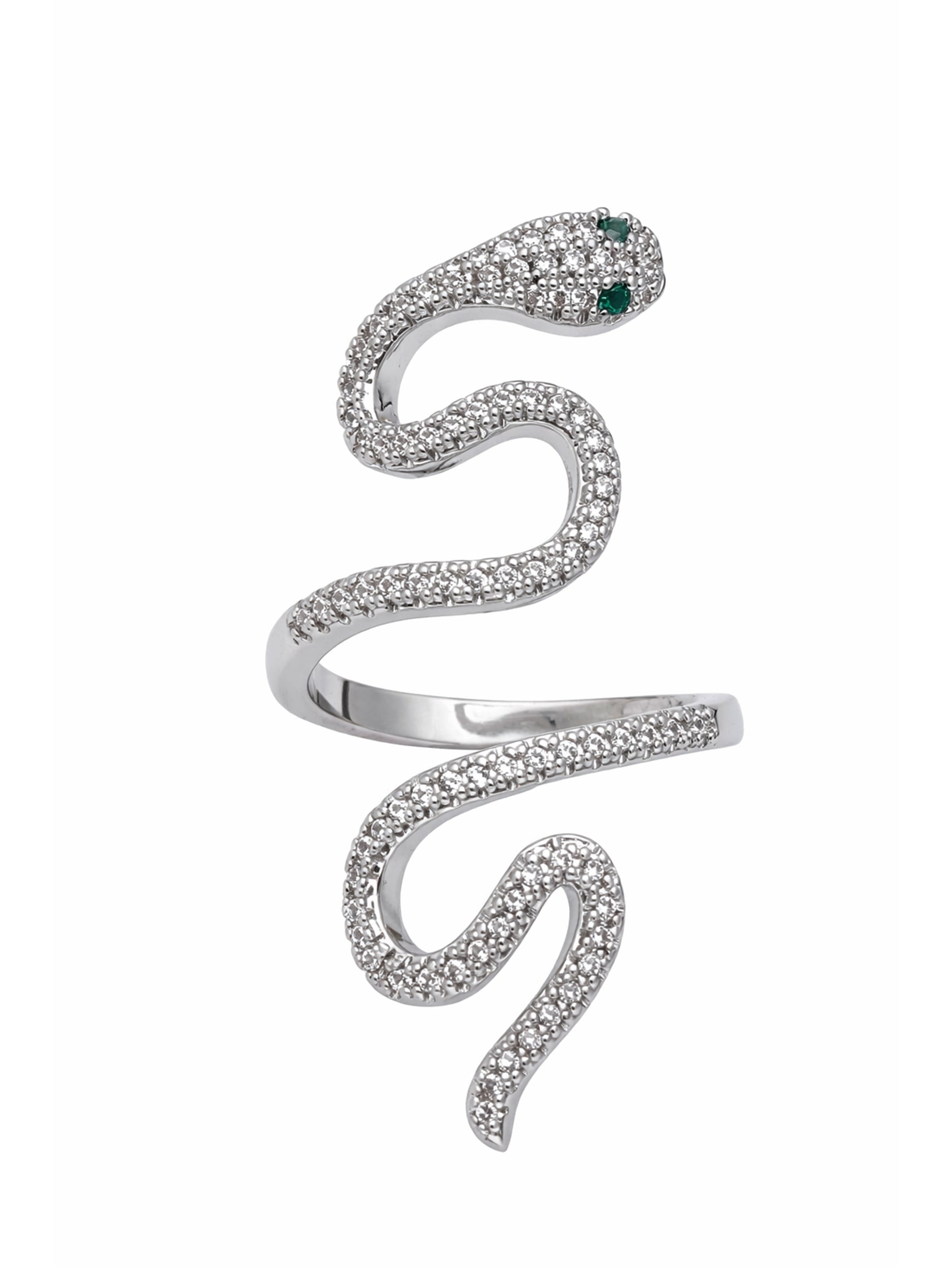 Metallic Pavé Snake Coiled Ring