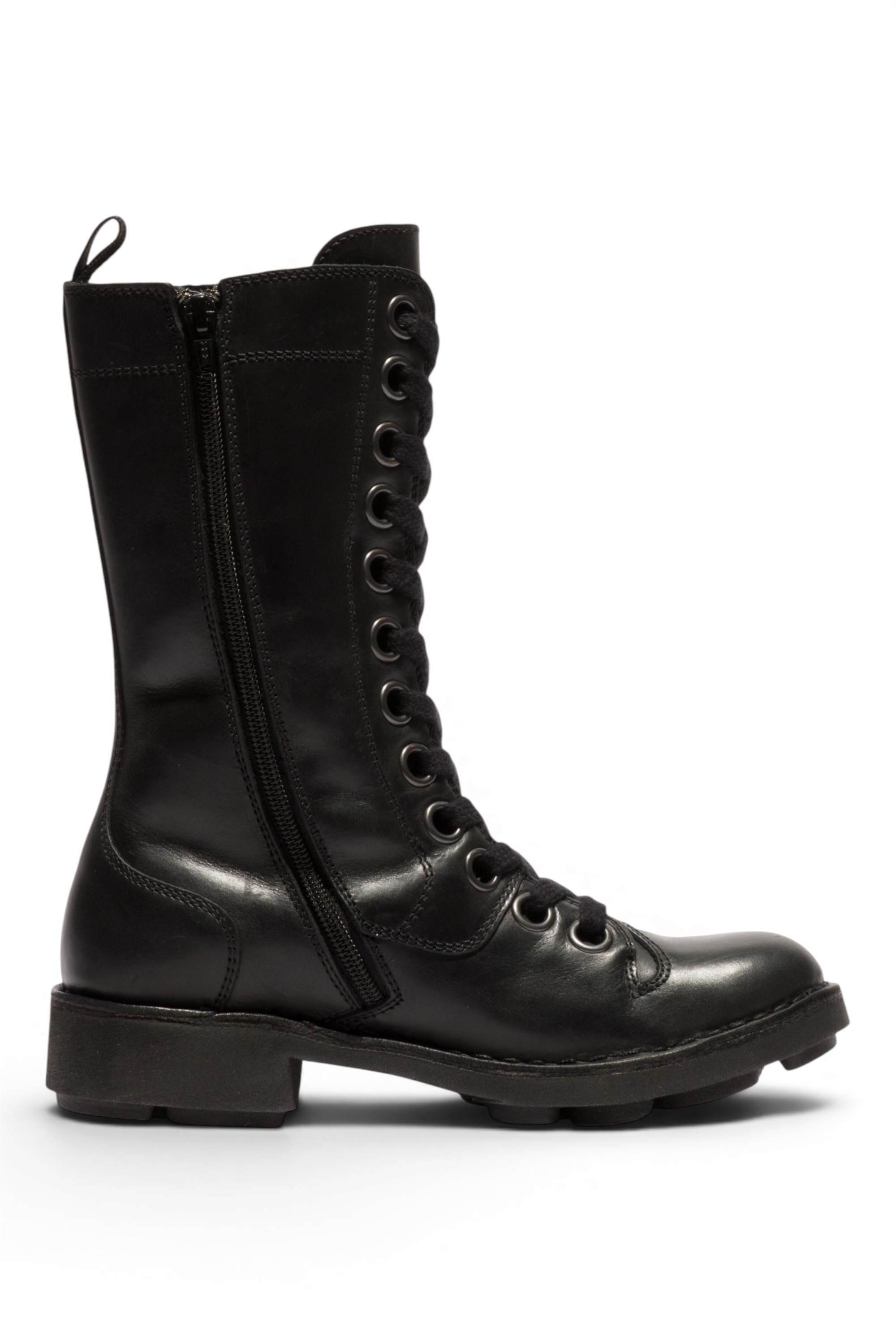 Black Womens Leather Ankle Boots-NOLE175, Image 4 of 6