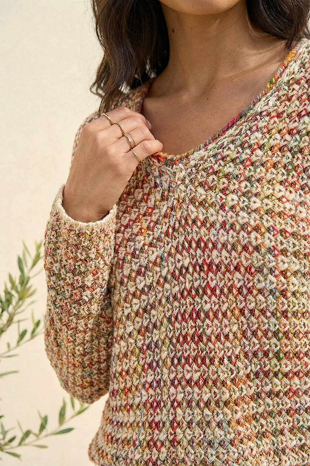 Pink Textured Spacedye Knit Jumper, Image 5 of 4