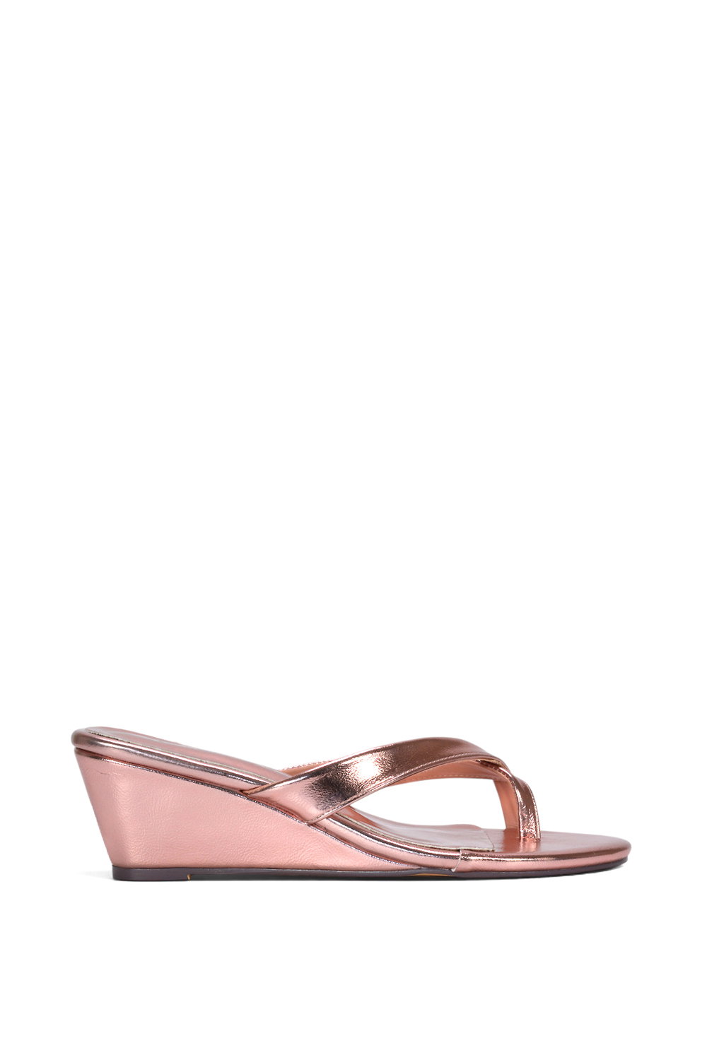 Brown XY LONDON Brown 'Rosa' Mid Wedge Heel Sandal Mules With Toe Post, Image 1 of 6
