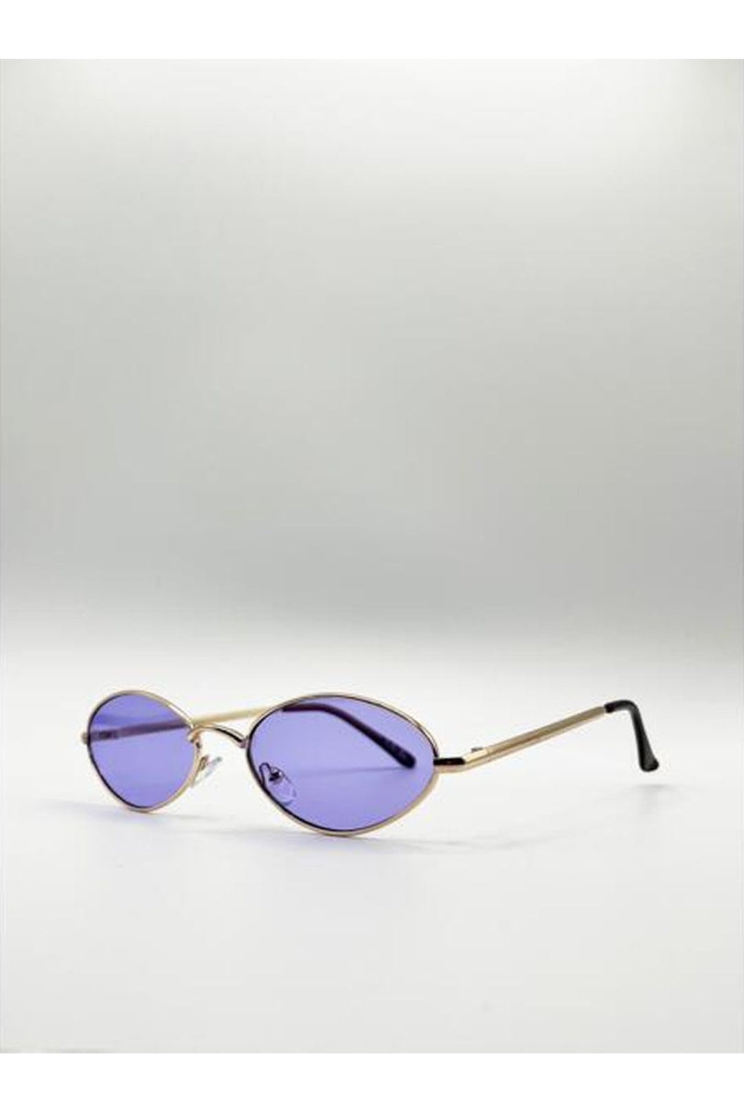 Purple Metal Oval Frame Sunglasses with Lilac Lenses, Image 3 of 5